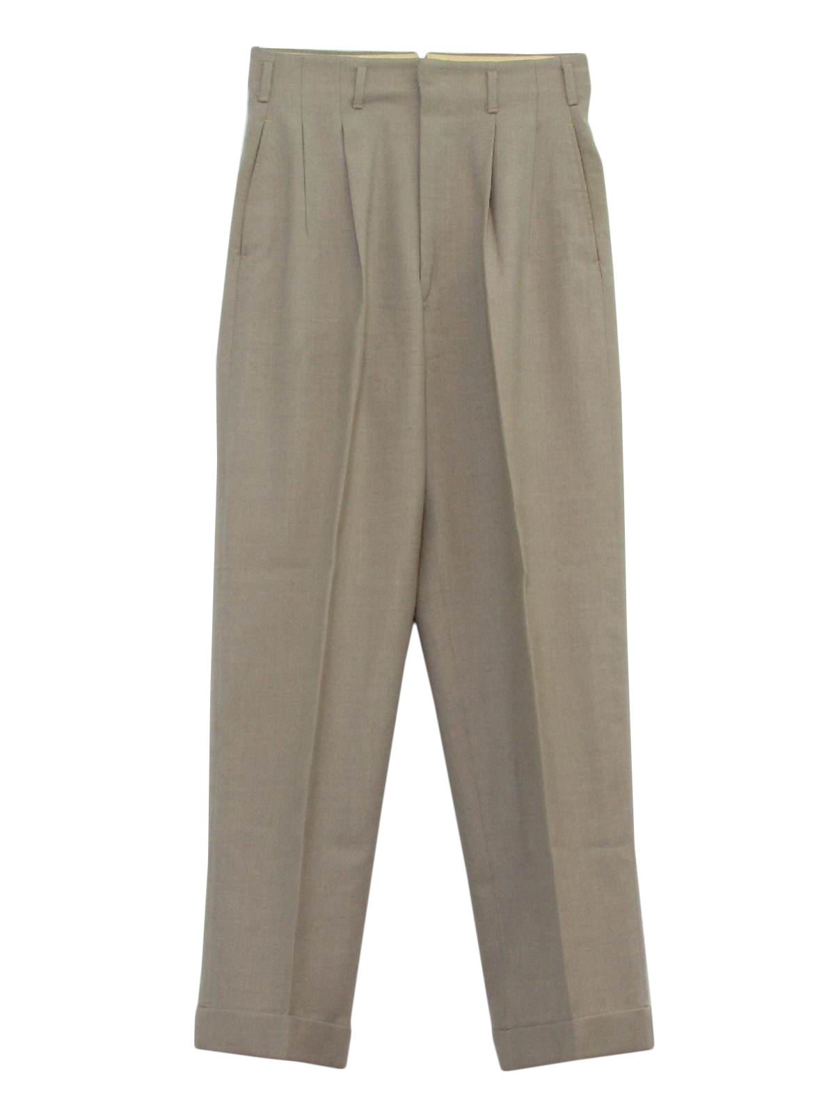 Forties Pants: 40s -No Label- Mens grey cast tan thick wool, pleated ...