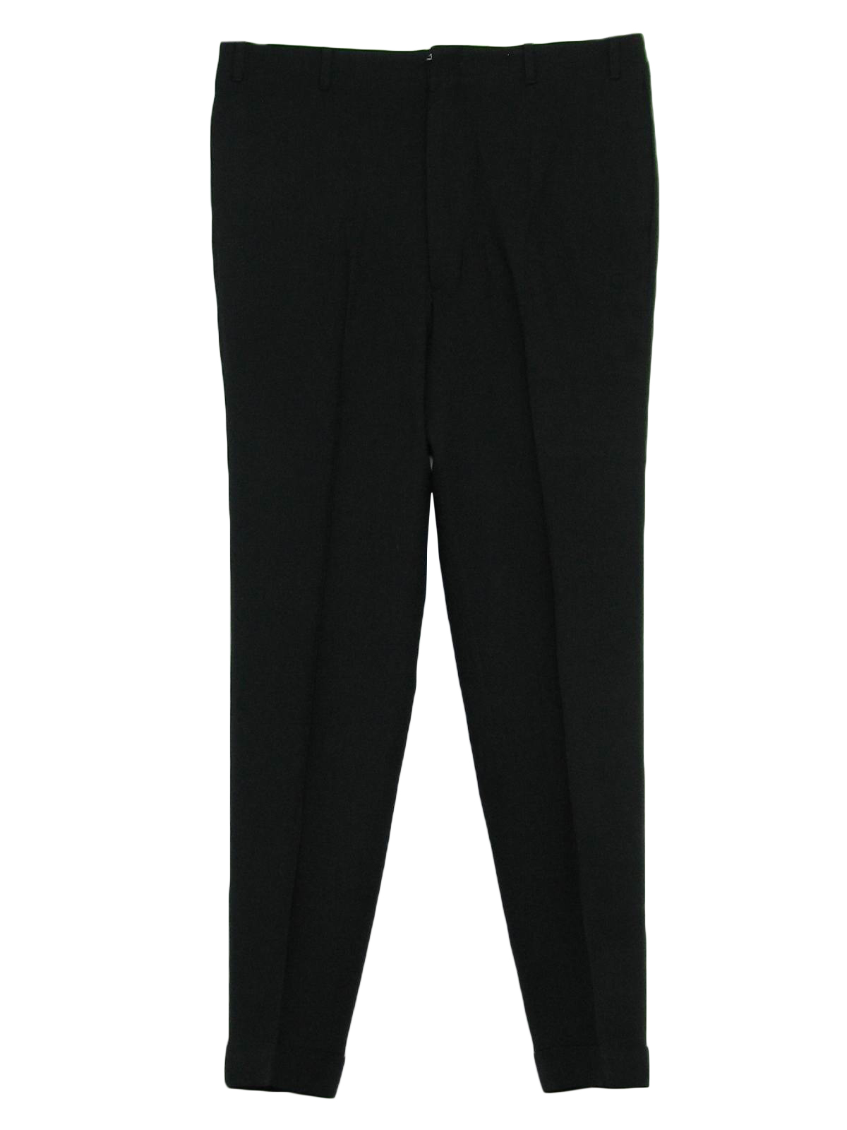 Retro 60s Pants: Early 60s -No Label- Mens black wool poplin mod pants ...