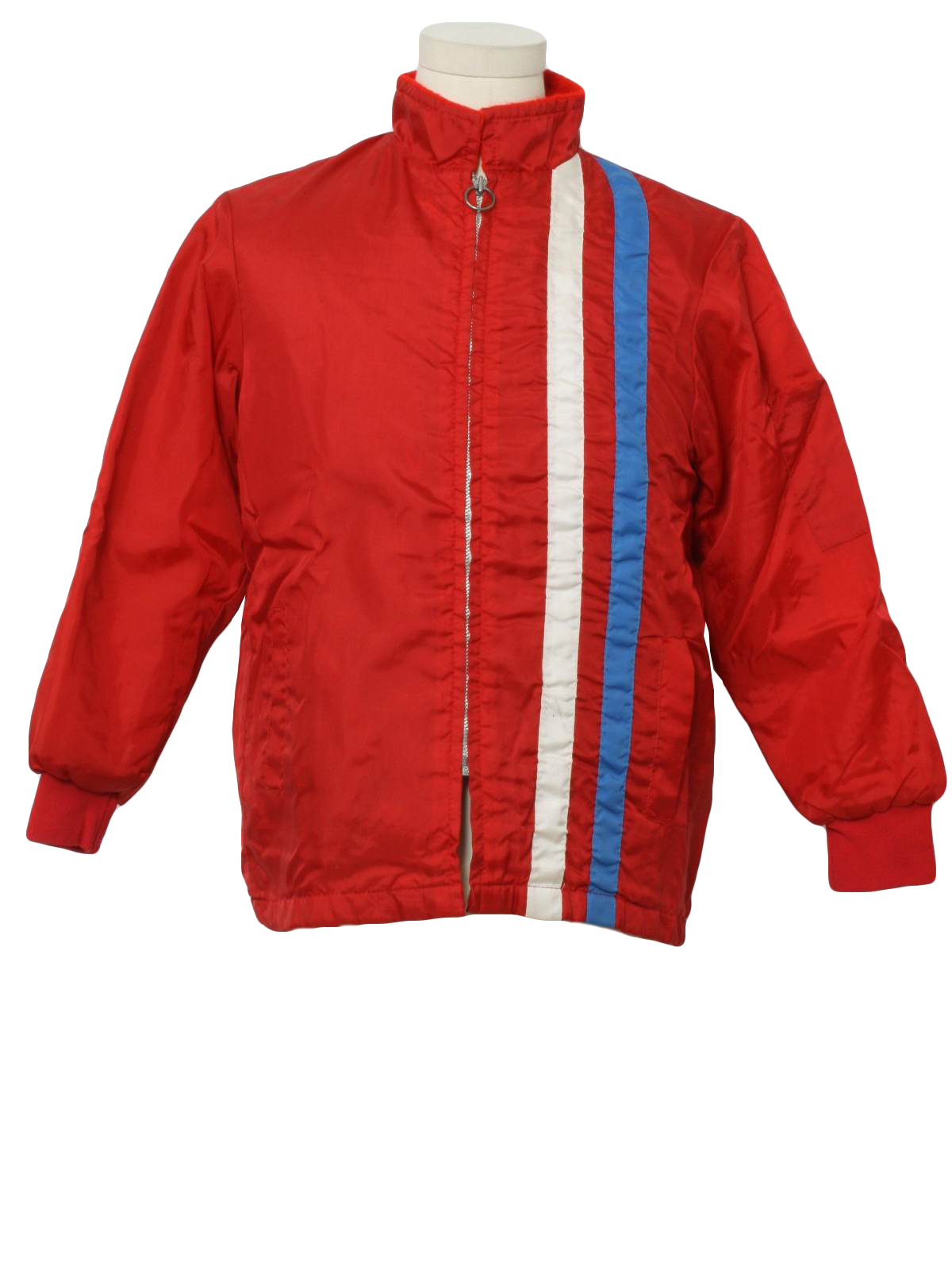 Retro Seventies Jacket: 70s -No Label- Mens or boys bright red nylon ...