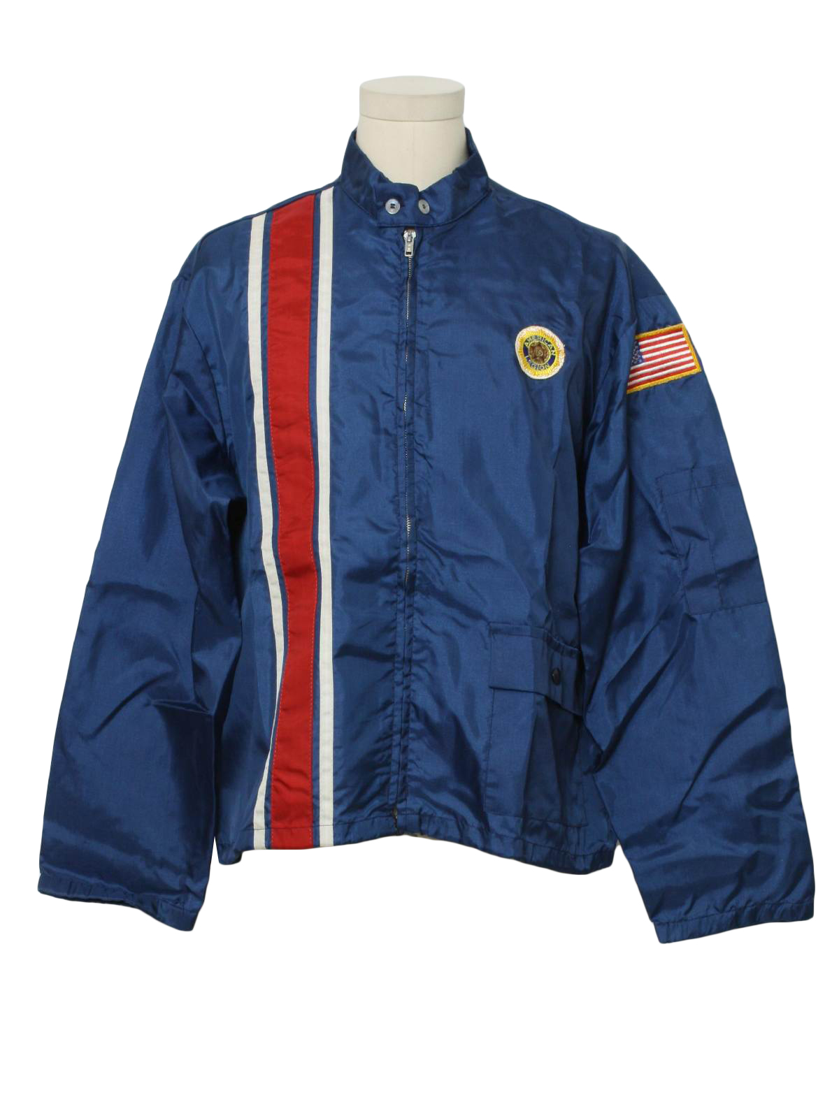 Retro 1970s Jacket: 70s -Swingster- Mens navy blue nylon windbreaker ...