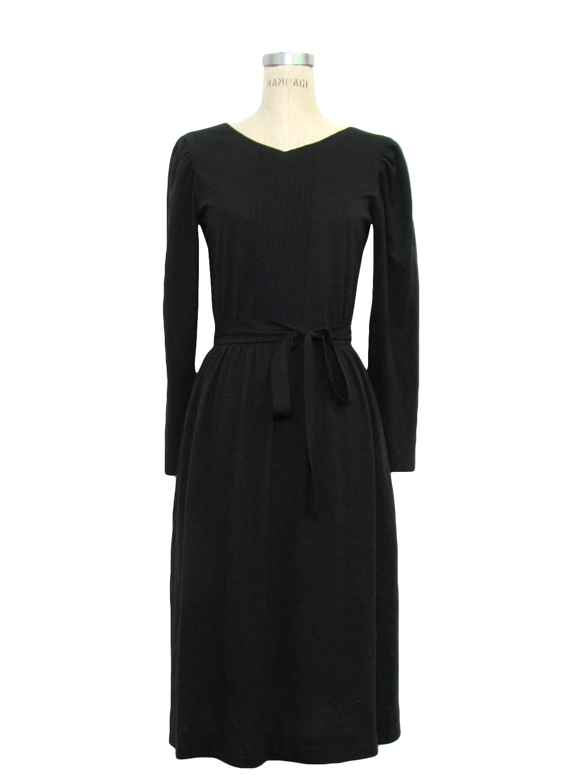 1970's Dress (Lanz): 70s -Lanz- Womens black mid length, longsleeve ...