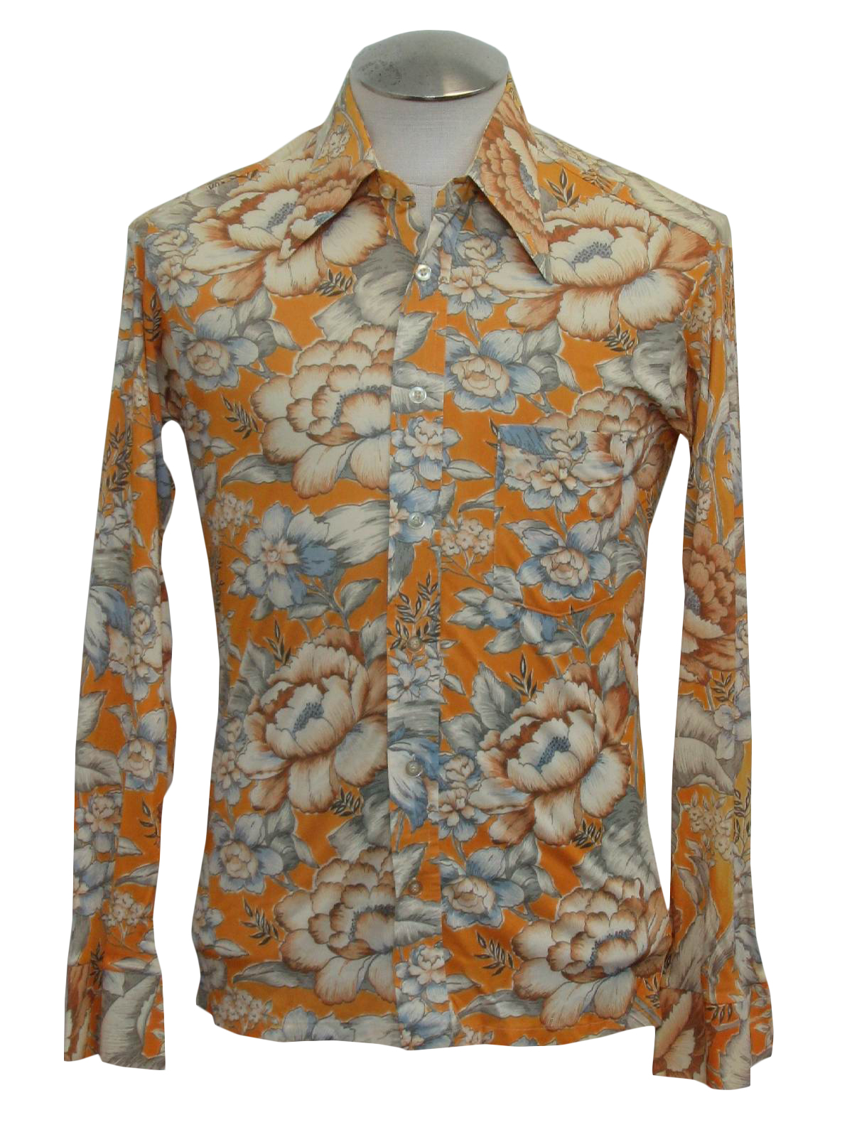 Andhurst 1970s Vintage Print Disco Shirt: 70s -Andhurst- Mens peach ...