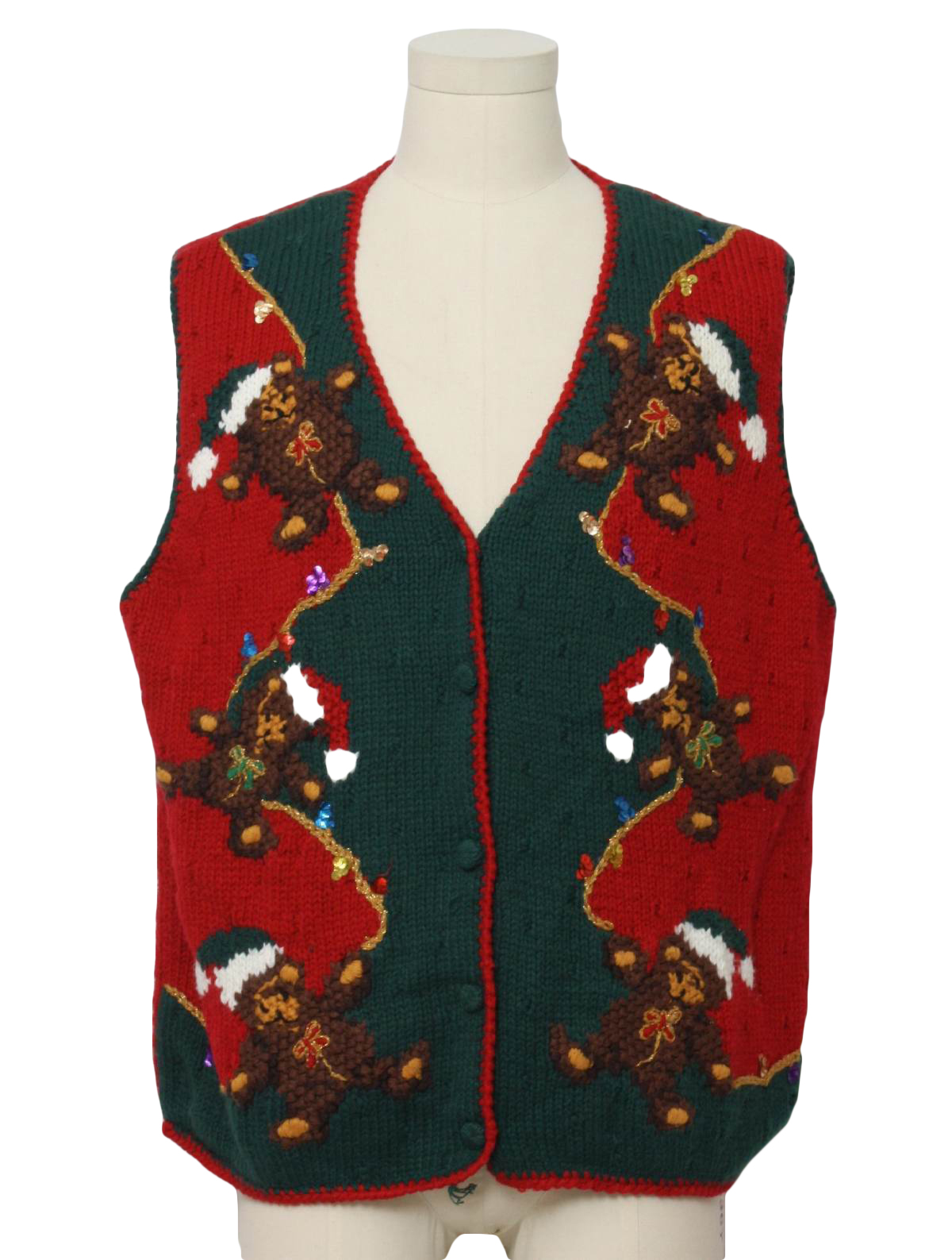 Bear-riffic Ugly Christmas Sweater Vest: retro look -Hastings and Smith ...