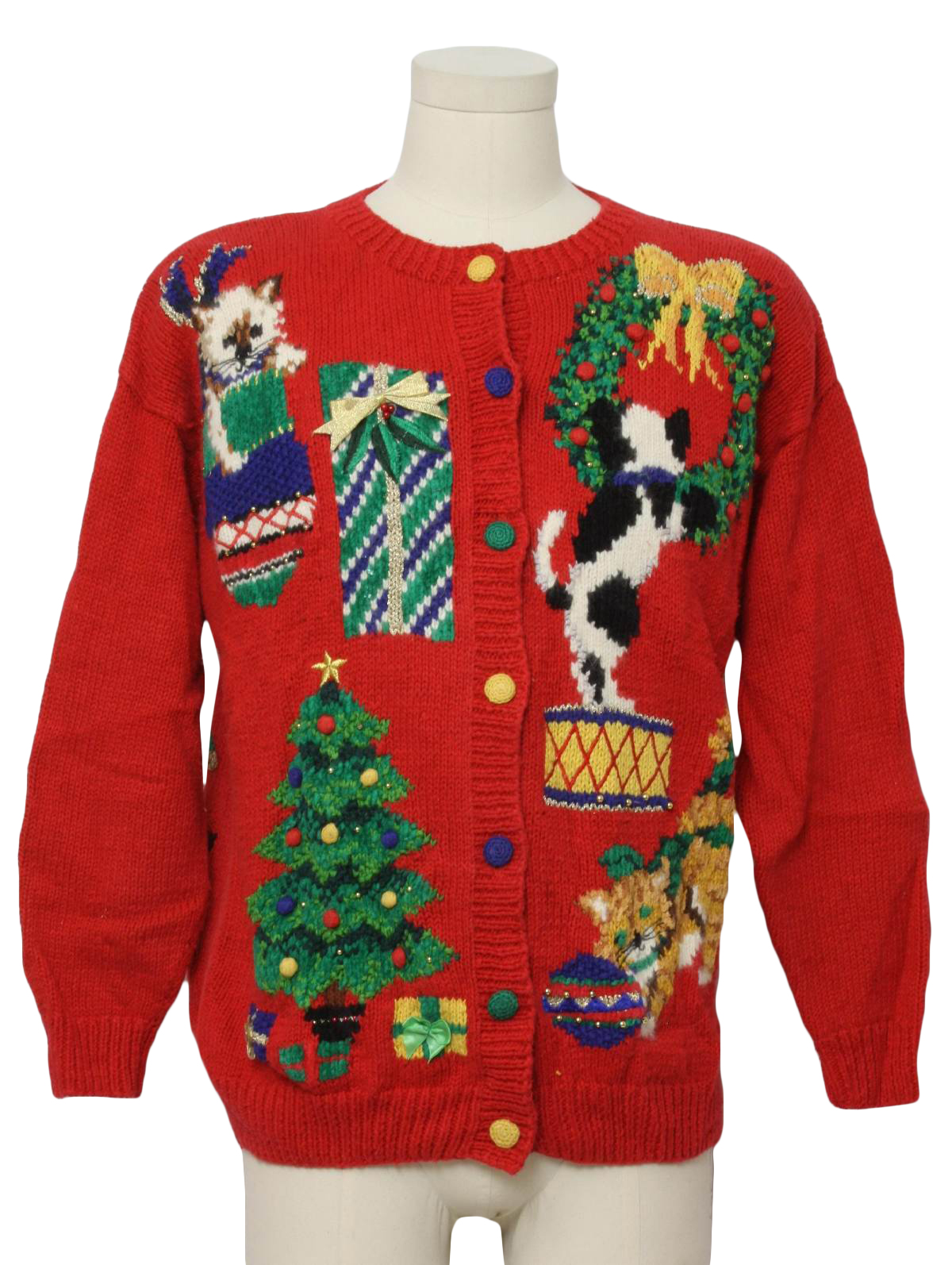 Cat-Tastic Ugly Christmas Sweater: retro look -Marisa Christina- Unisex ...