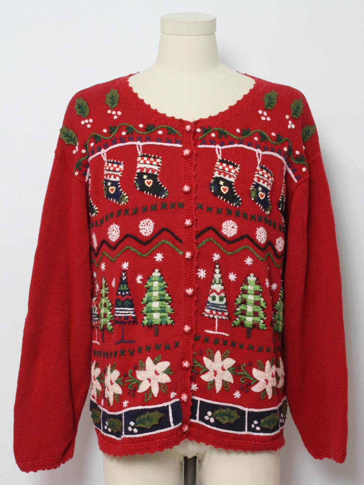 Womens Ugly Christmas Sweater: -Heirloom Collectibles- Womens red ...