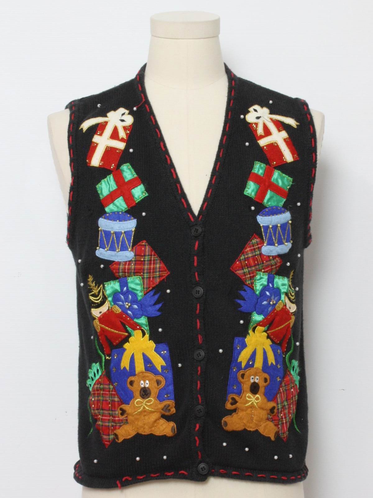 Womens Ugly Christmas Sweater Vest: -Bobbie Brooks- Womens Black ...