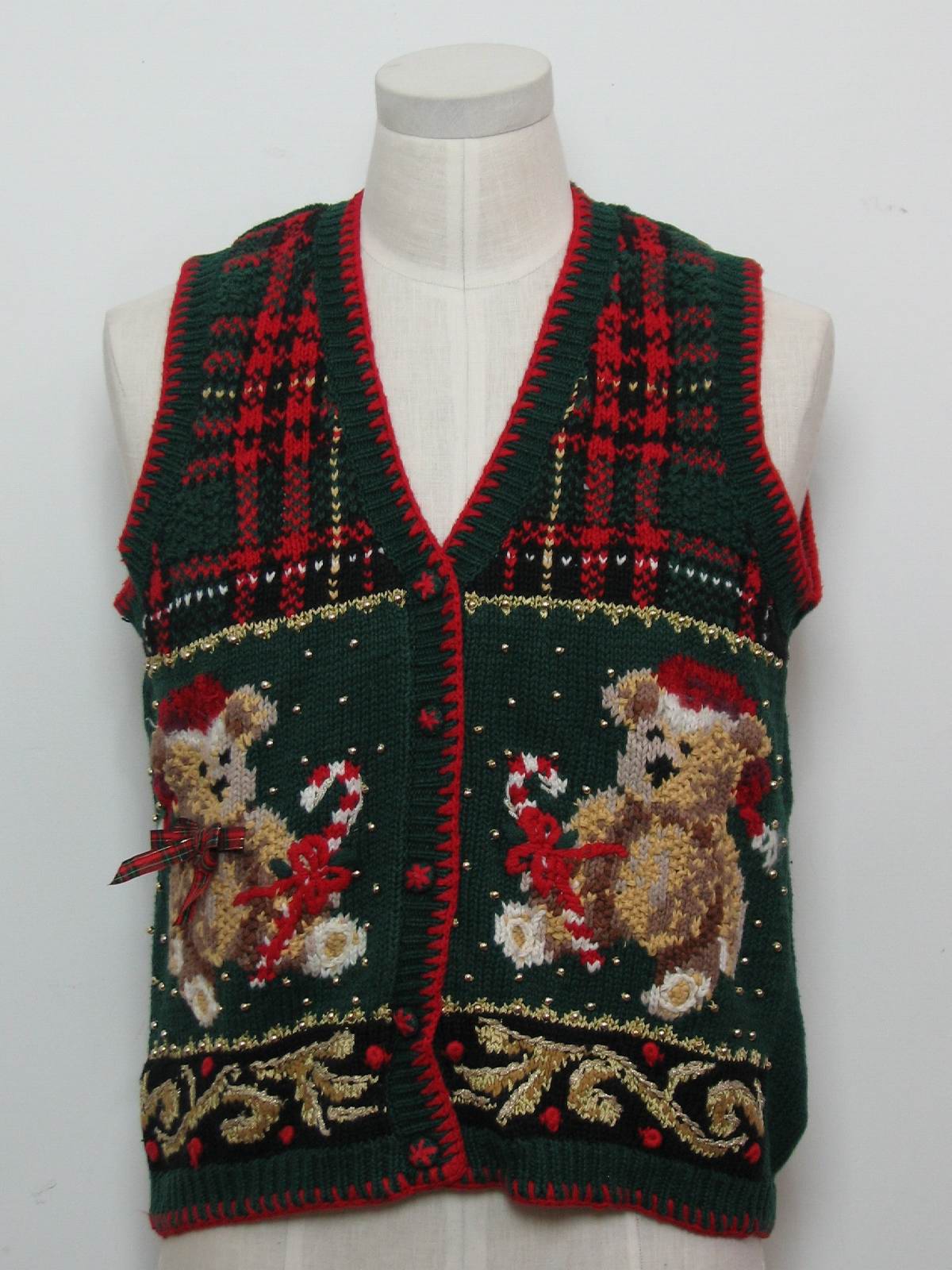 Womens Bearriffic Ugly Christmas Sweater Vest Heirloom Collectibles