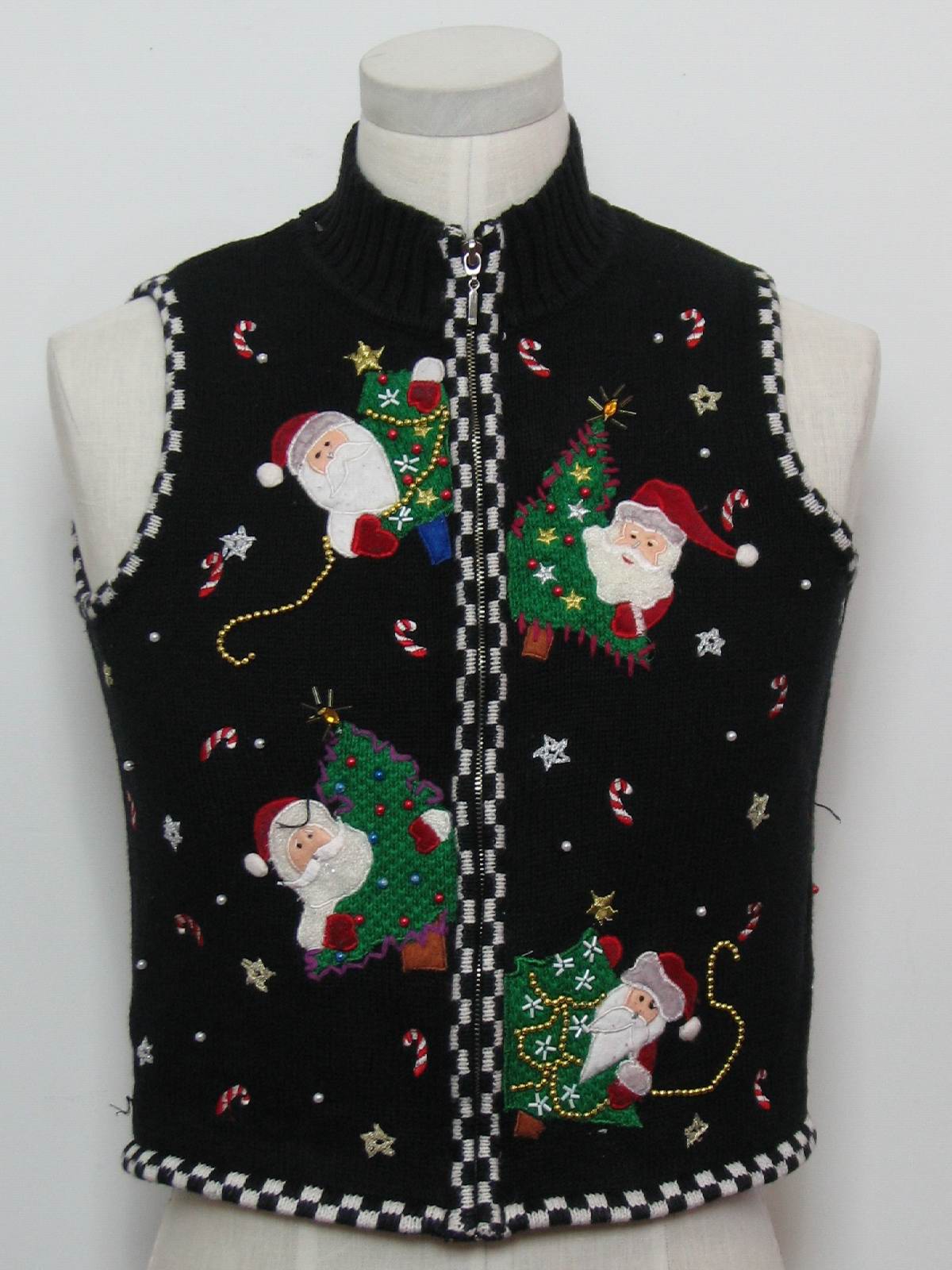 Womens Ugly Christmas Sweater Vest: -Studio Joy- Womens black ...