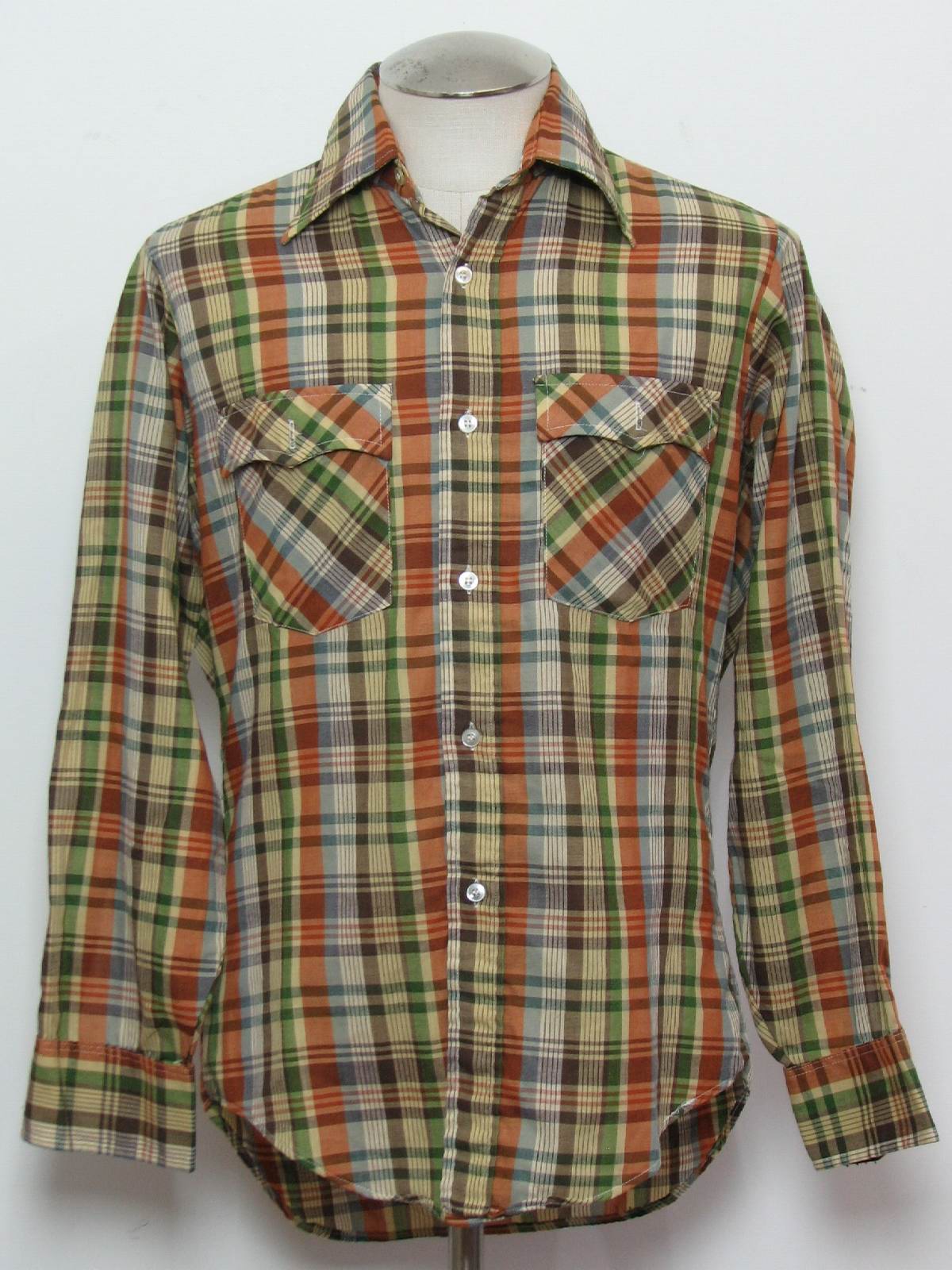 70's JCPenney Western Shirt: 70s -JCPenney- Mens rust, cream, shaded ...