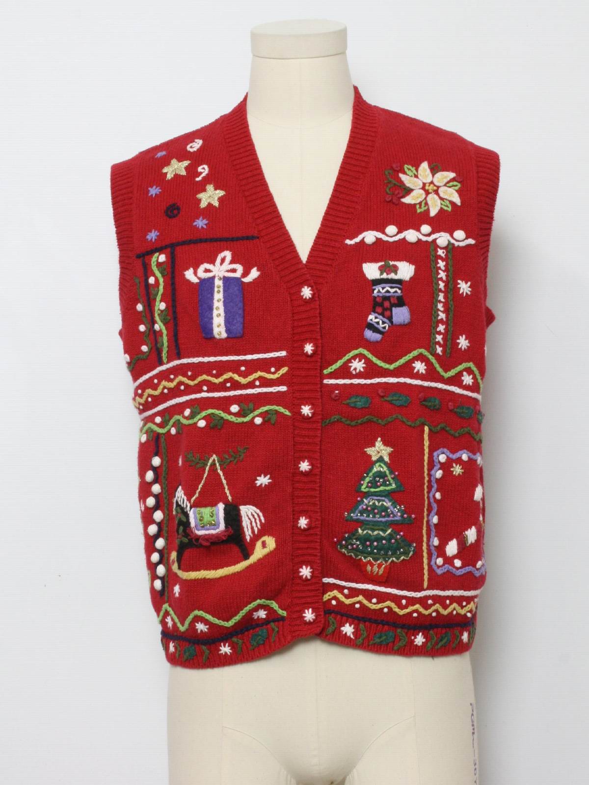 Womens Ugly Christmas Sweater Vest: -Heirloom Collectables- Womens red ...