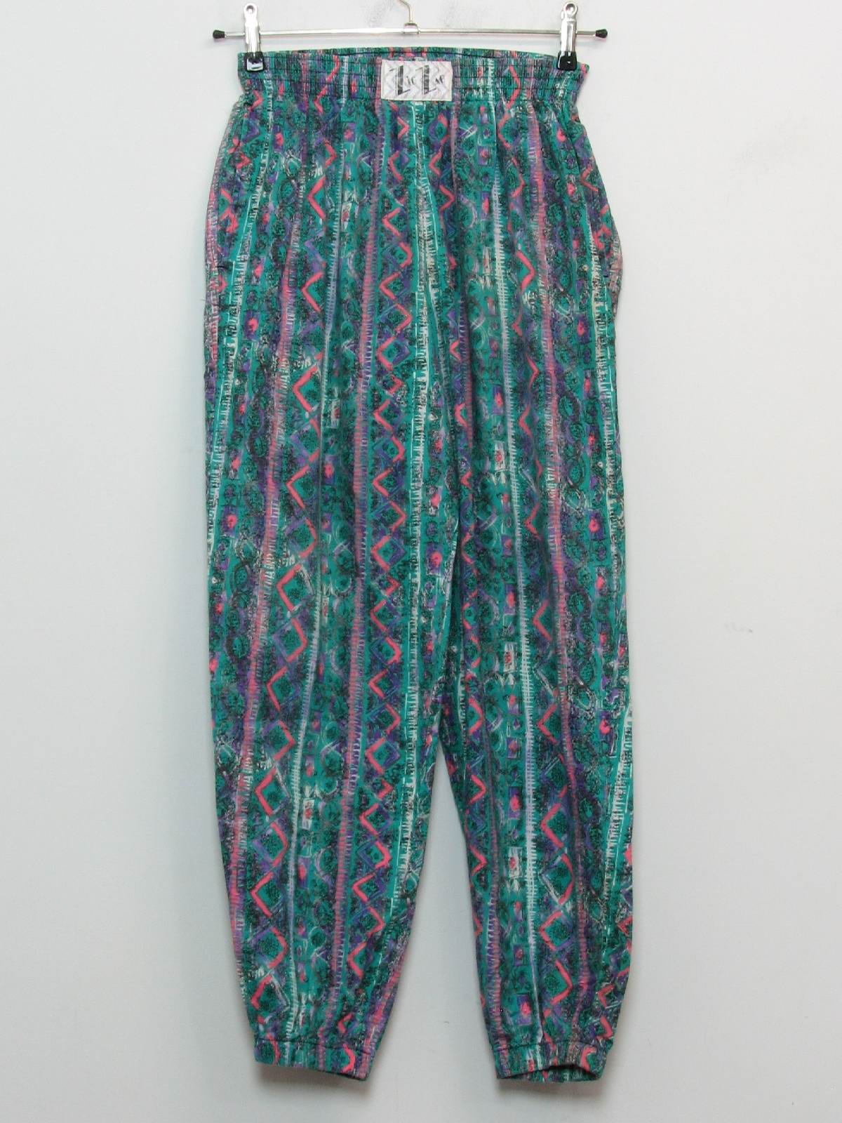 Amazing 80s Pants Vertical Stripe W/ Dots & Squiggles