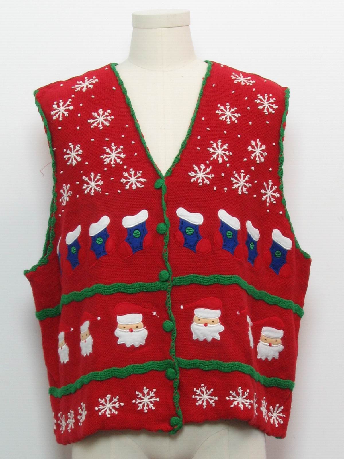 Ugly Christmas Sweater Vest: -Laura Daniels- Unisex red background ...