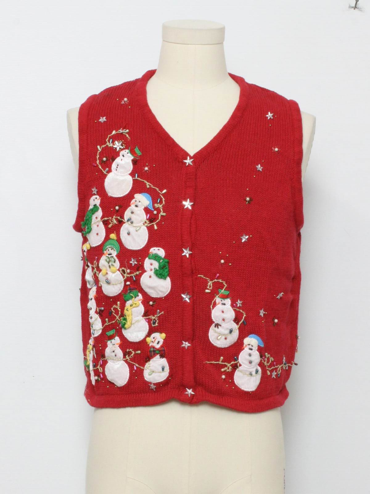Womens Ugly Christmas Sweater Vest: -Care Label Only- Petite Womens Red ...