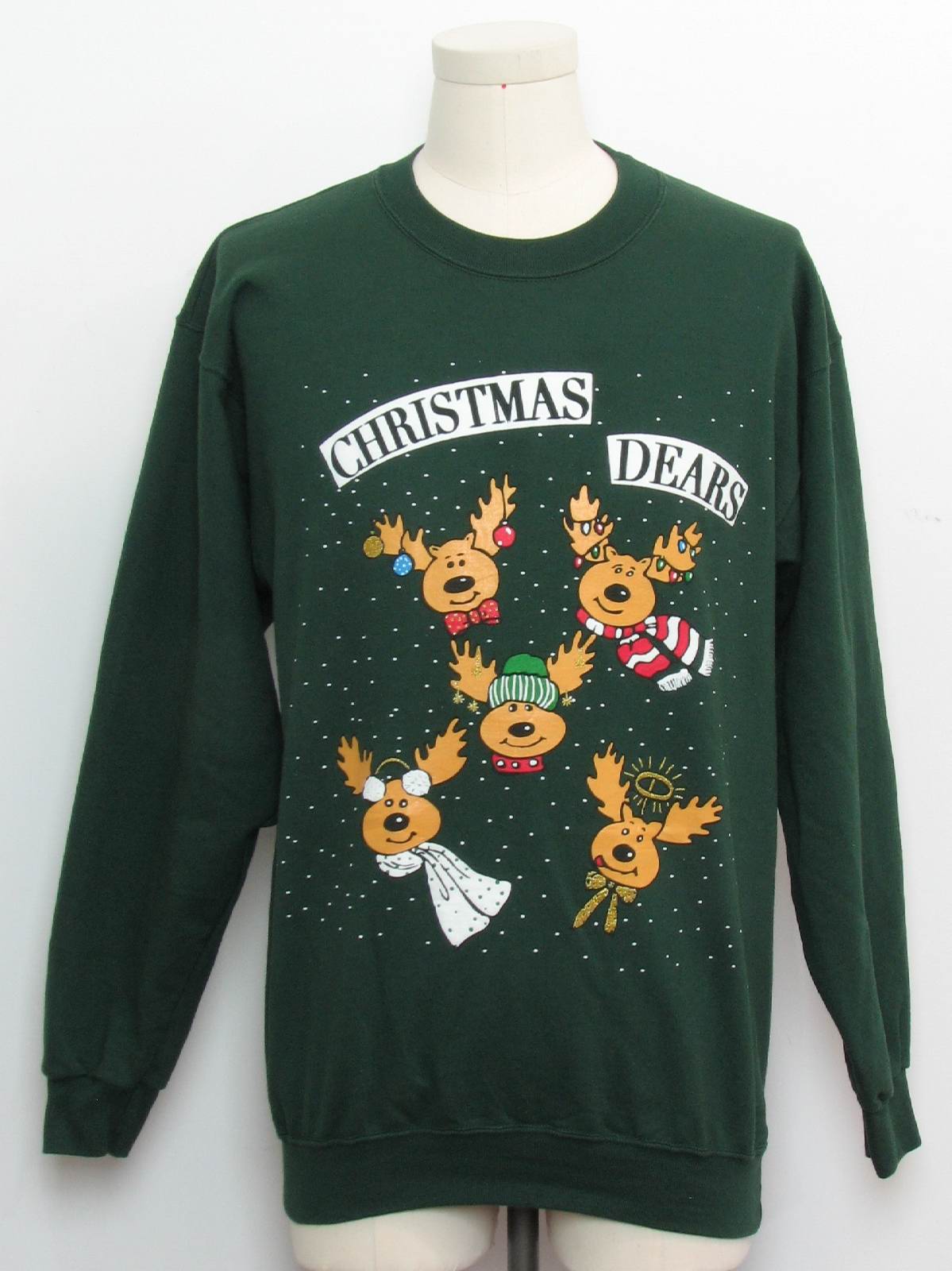 Ugly Christmas Sweatshirt: -Hanes- Unisex green background cotton ...
