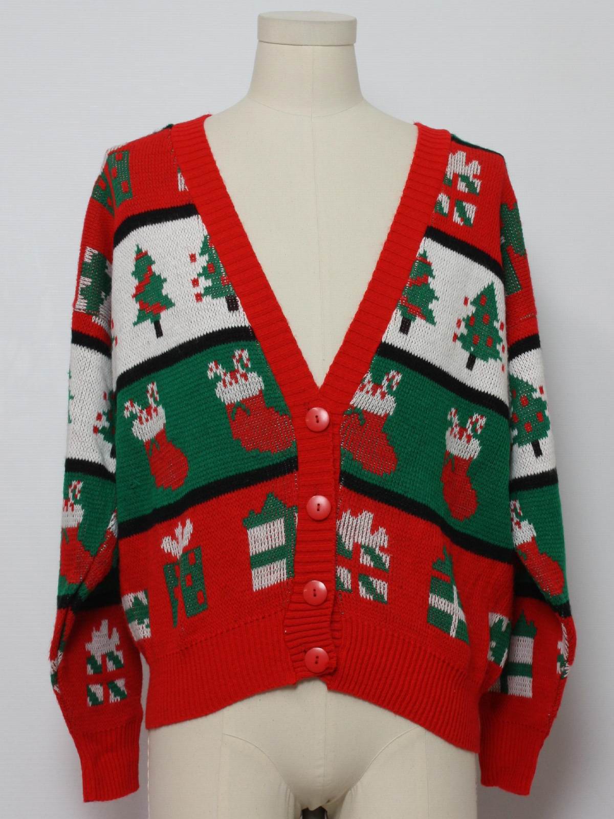 1980s Ugly Christmas Vintage Cardigan Sweater: 80s authentic vintage ...