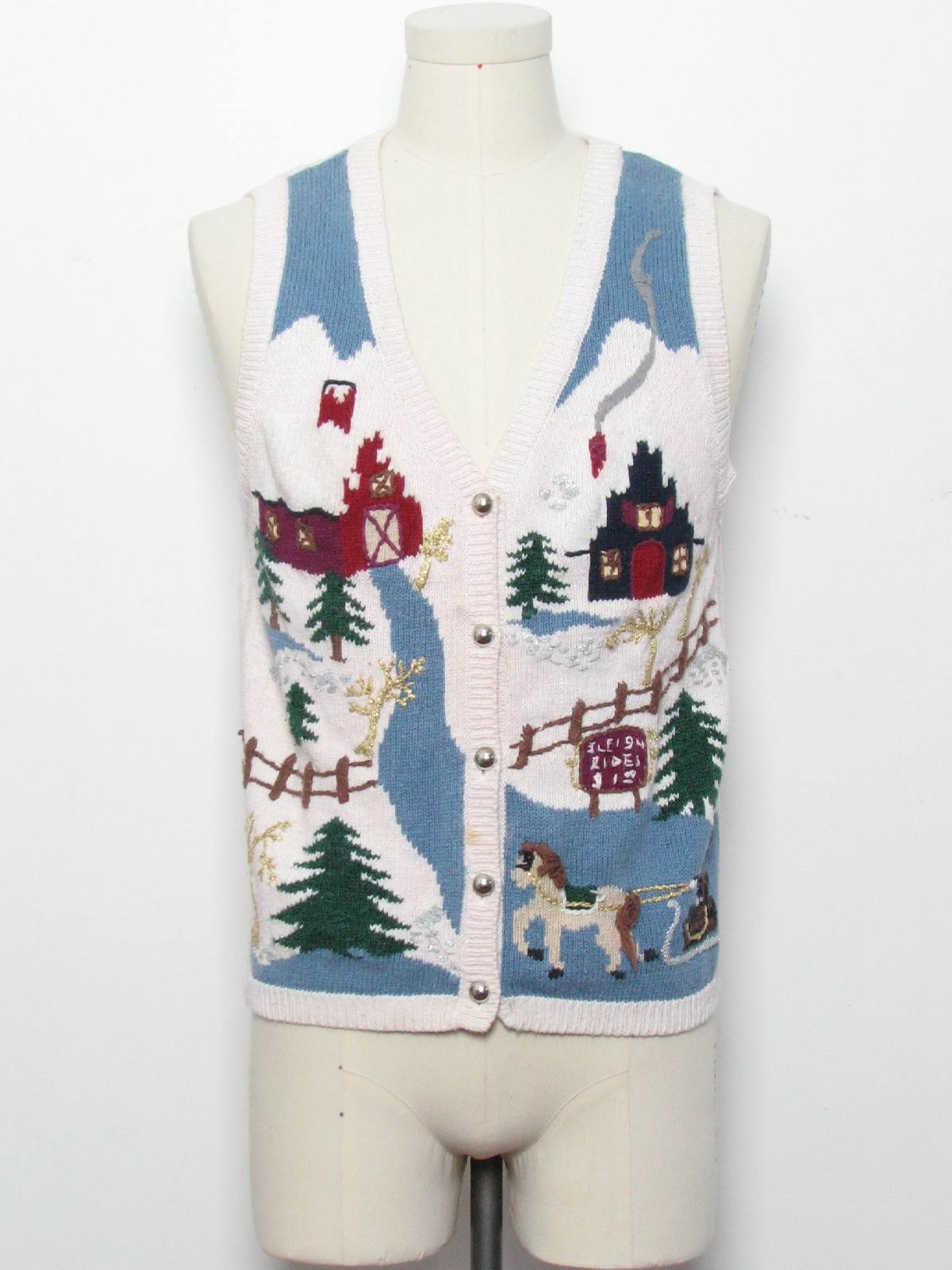 Womens Ugly Christmas Sweater Vest: -Capacity- Womens white background