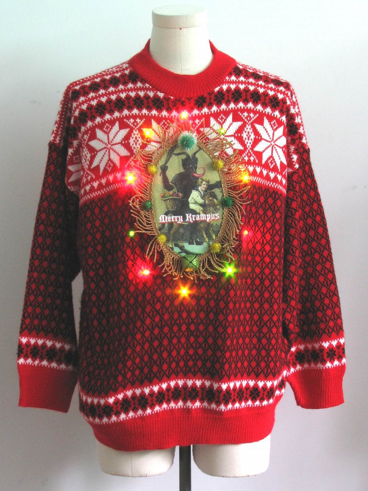 Eighties Multicolor Lightup Krampus Ugly Christmas Sweater: 80s ...