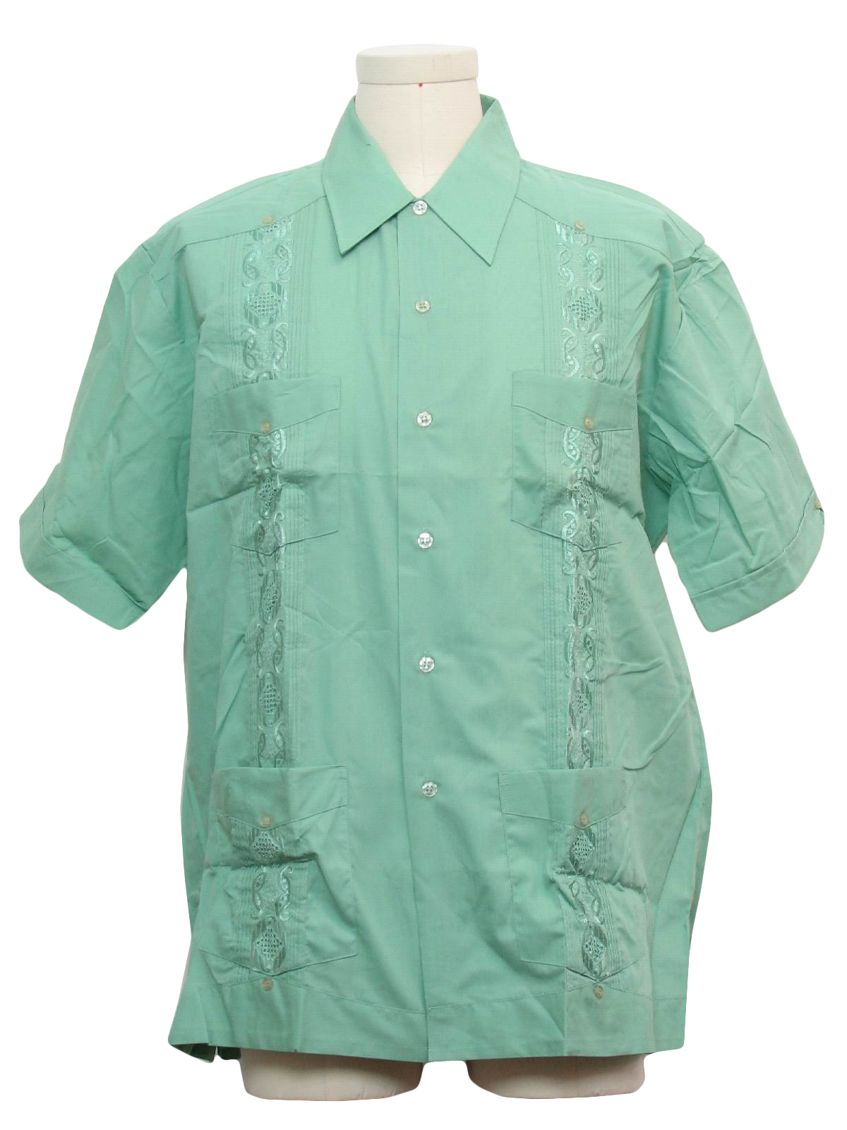 Retro 1980's Guayabera Shirt (Haband) : 80s -Haband- Mens spearmint ...