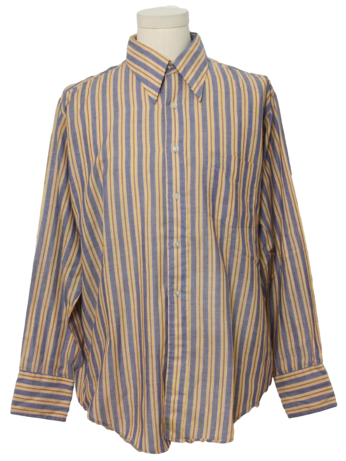 1970's Vintage BVD Shirt: 70s -BVD- Mens chambray blue, yellow, pink ...
