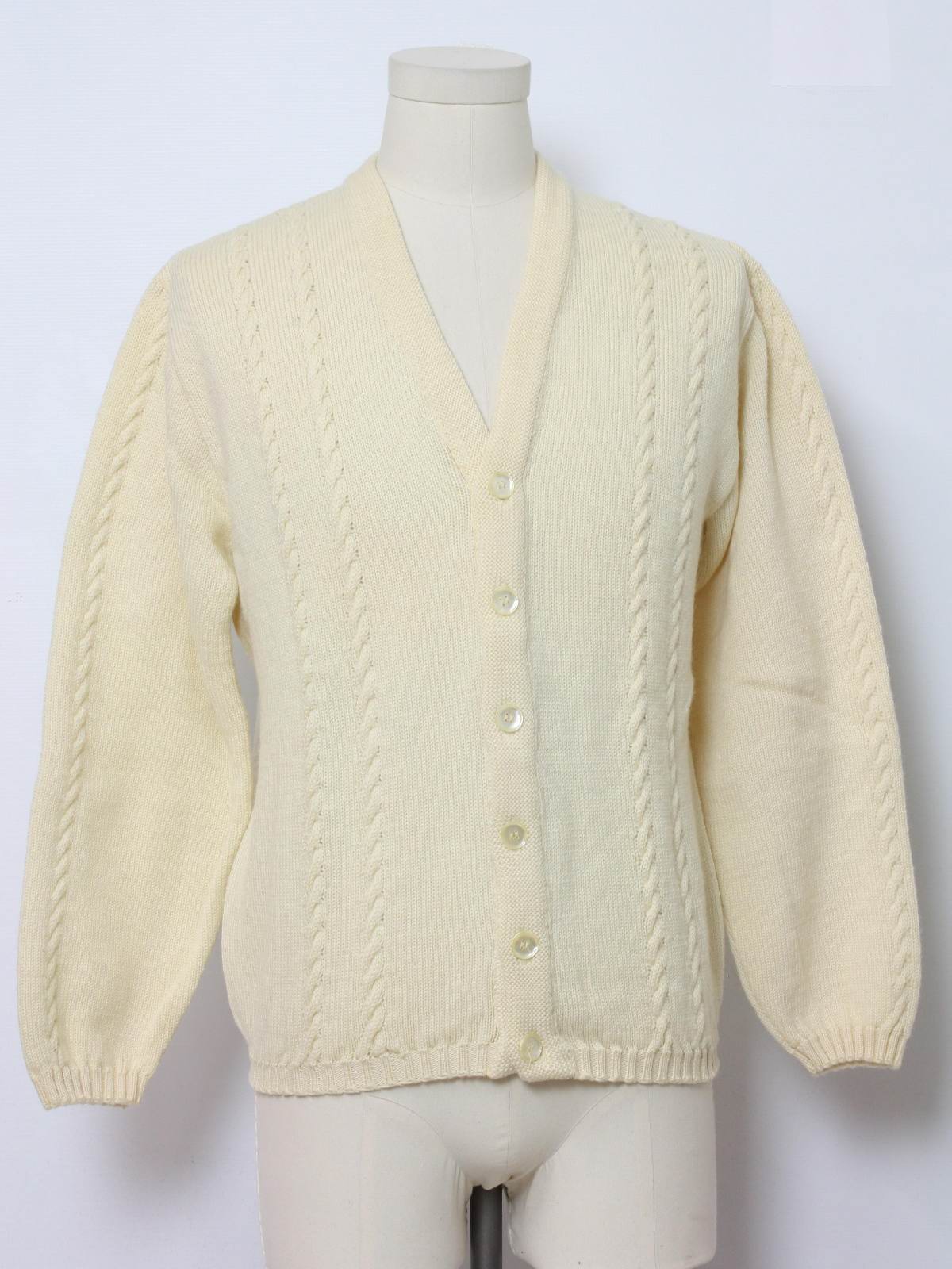 1970's Vintage Puritan Caridgan Sweater: 70s -Puritan- Mens off white ...