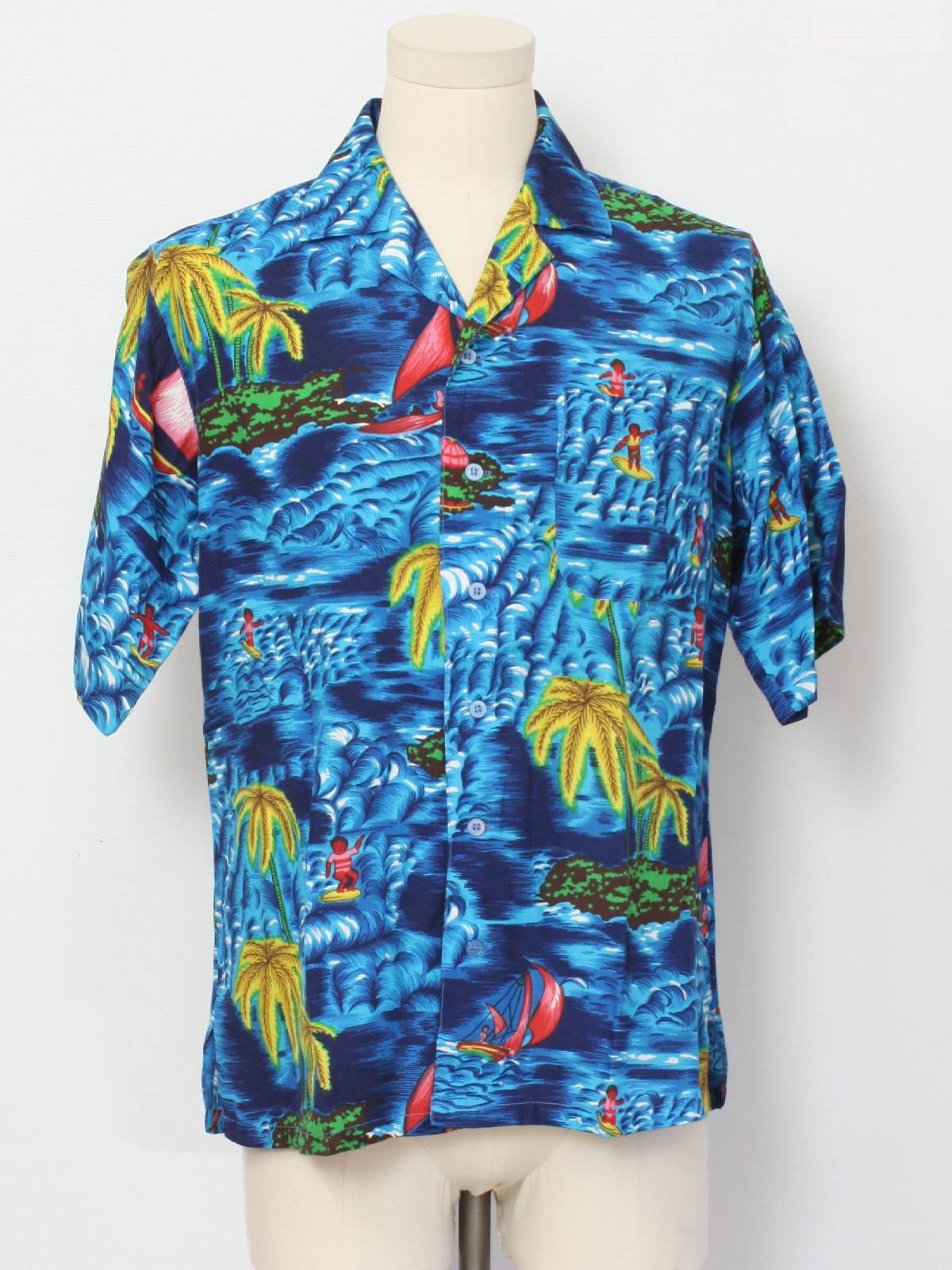 Vintage Network Eighties Hawaiian Shirt: Early 80s -Network- Mens navy ...