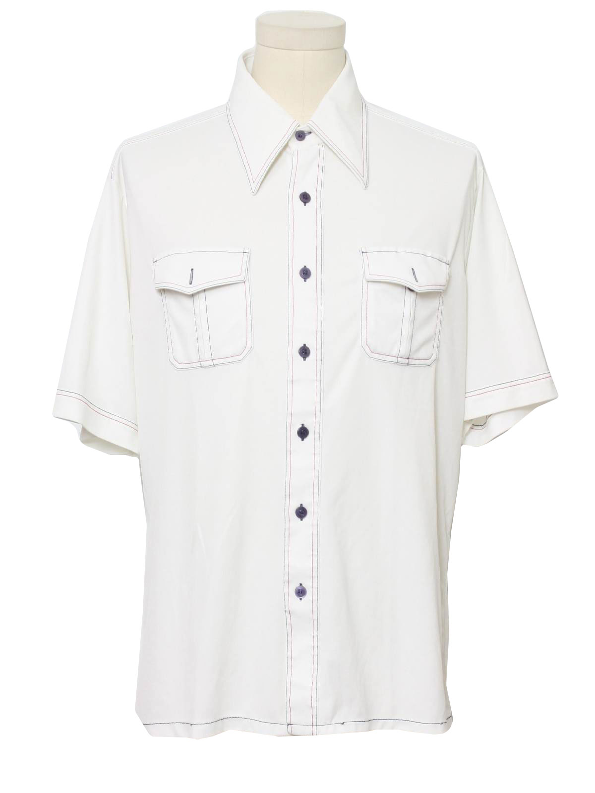 Retro 70's Shirt: 70s -JCPenney- Mens white background polyester short ...