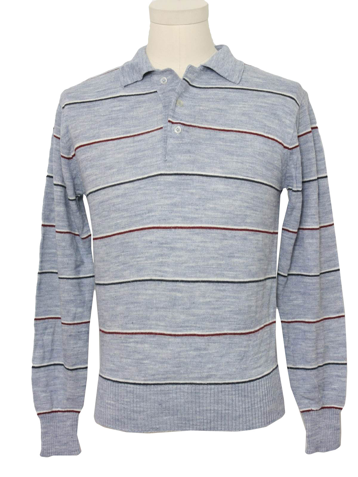 Retro 1980s Knit Shirt: 80s -Newport- Mens heather blue background ...