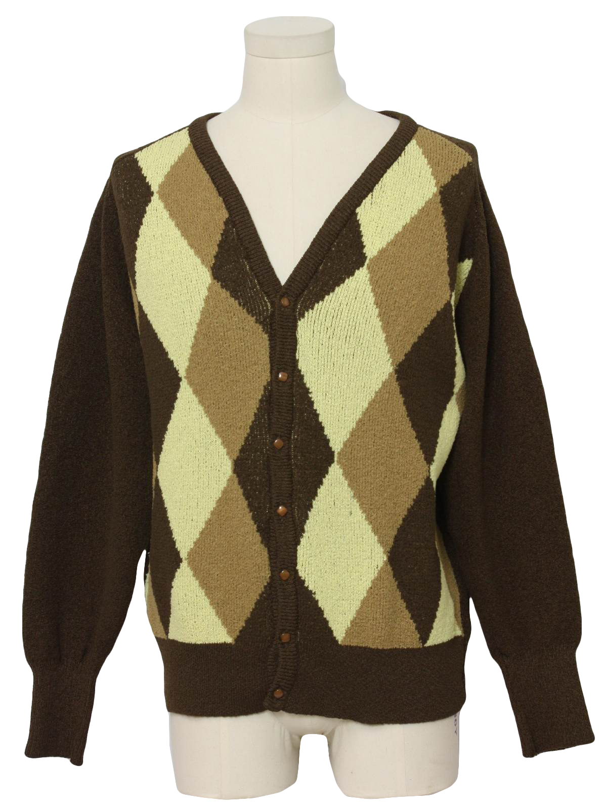 Falcon 1960s Vintage Caridgan Sweater: 60s -Falcon- Mens dark brown ...