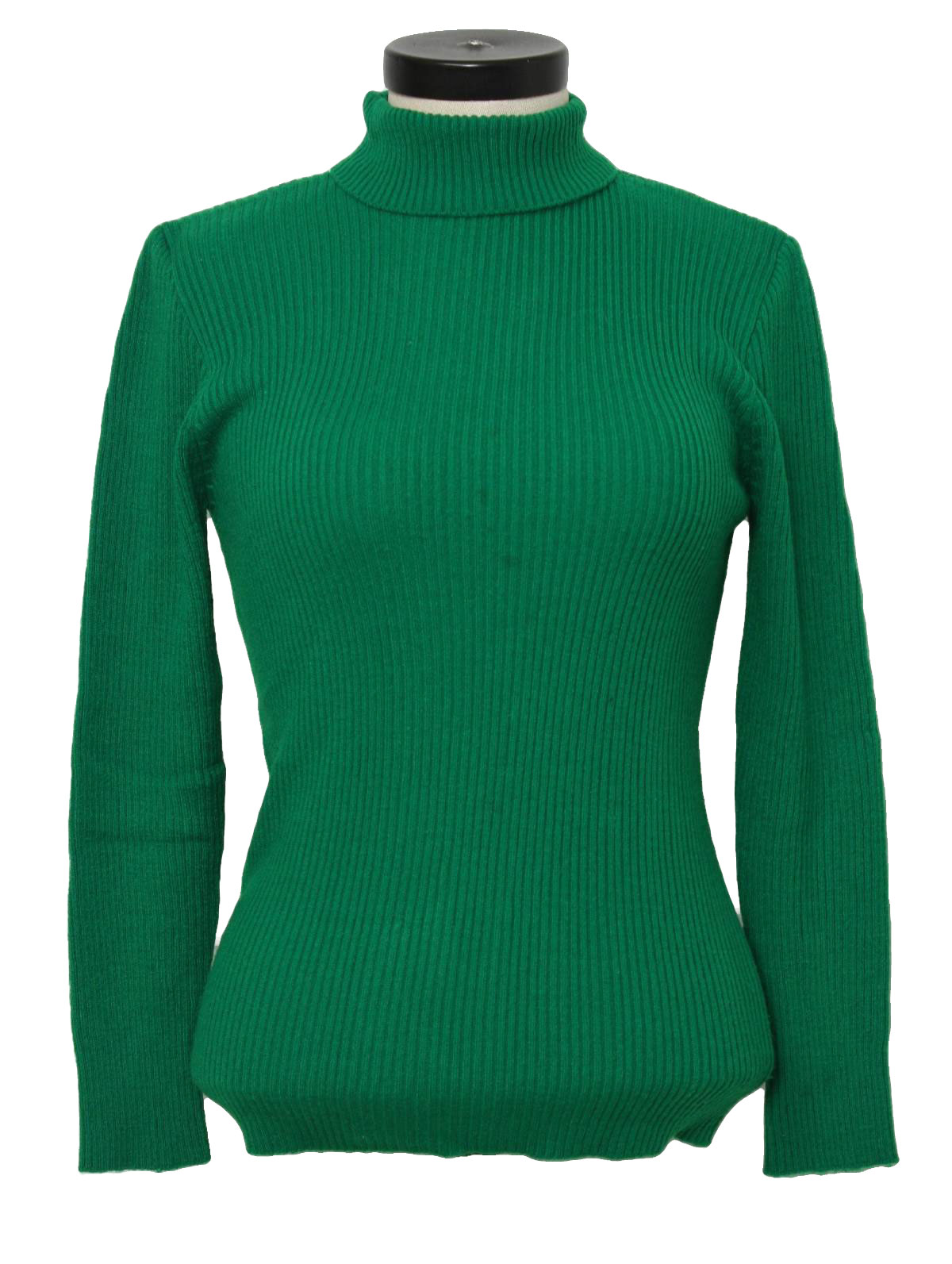 Retro 1970s Sweater: 70s -fabric label- Womens vivid green background ...