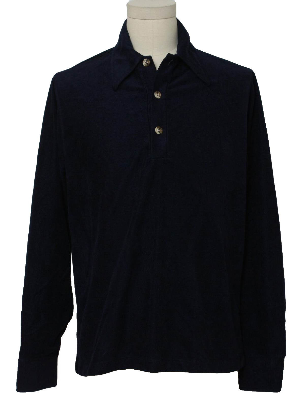 Retro 70's Velour Shirt: 70s -JC Penney- Mens midnight blue triacetate ...