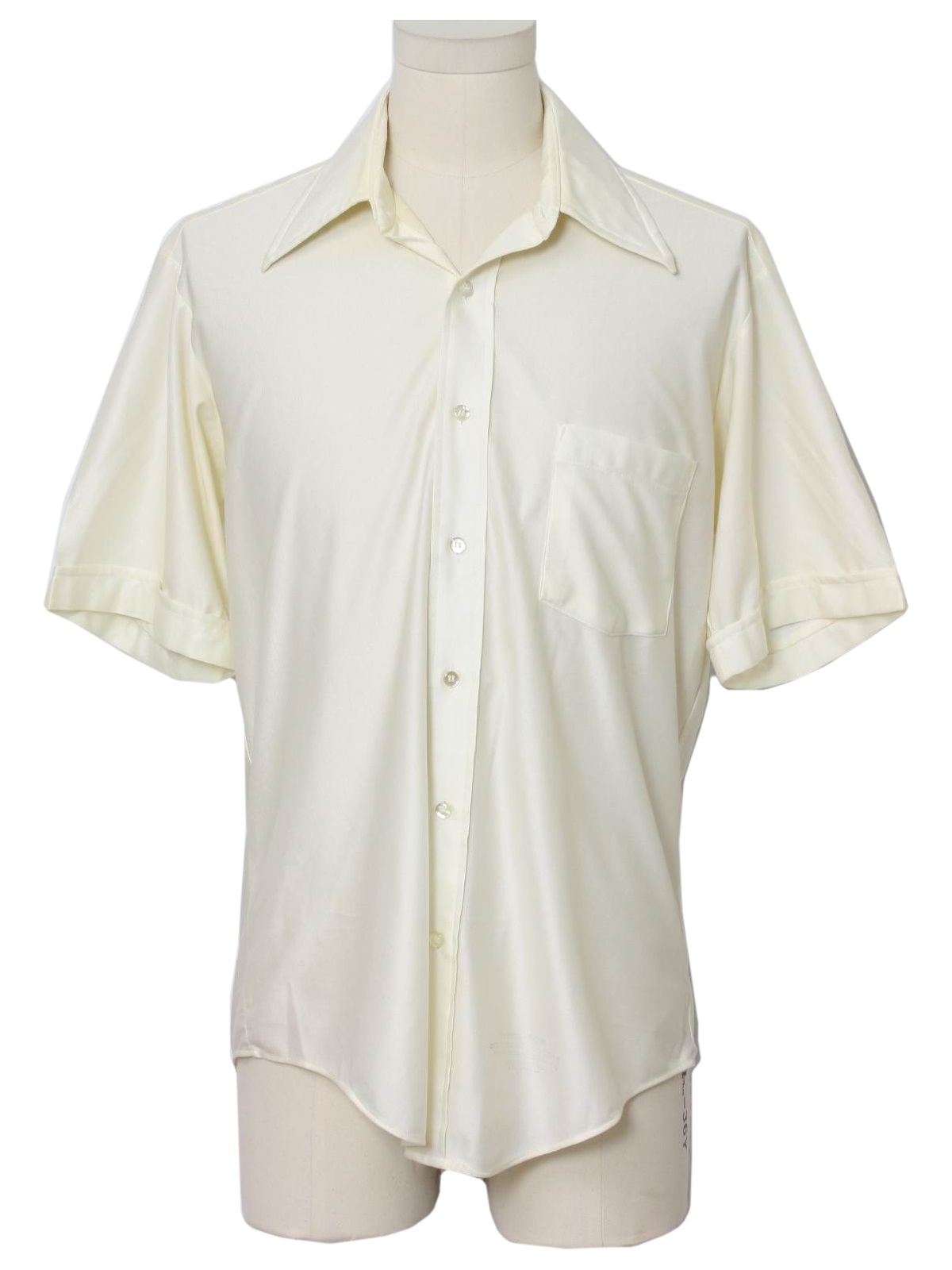 Vintage 1970's Disco Shirt: 70s -Golden Comfort- Mens off white qiana ...
