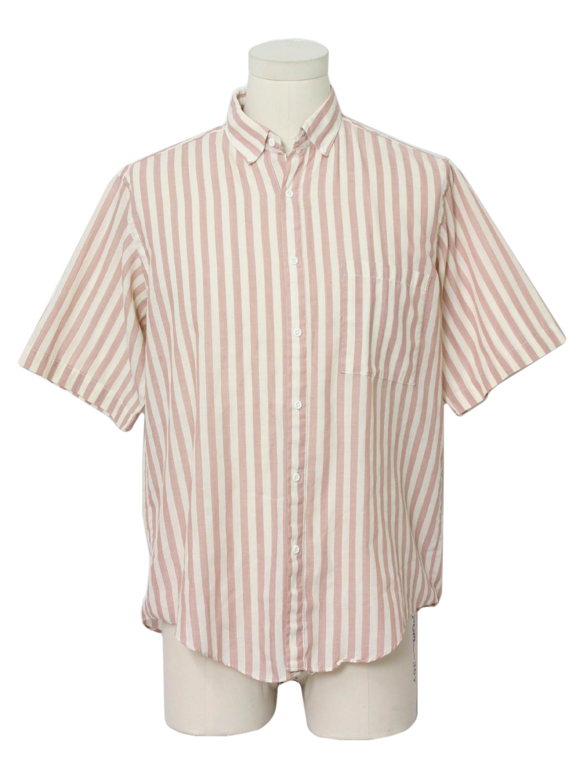 1980's Shirt (Levis): 80s -Levis- Mens pink and off white vertical ...