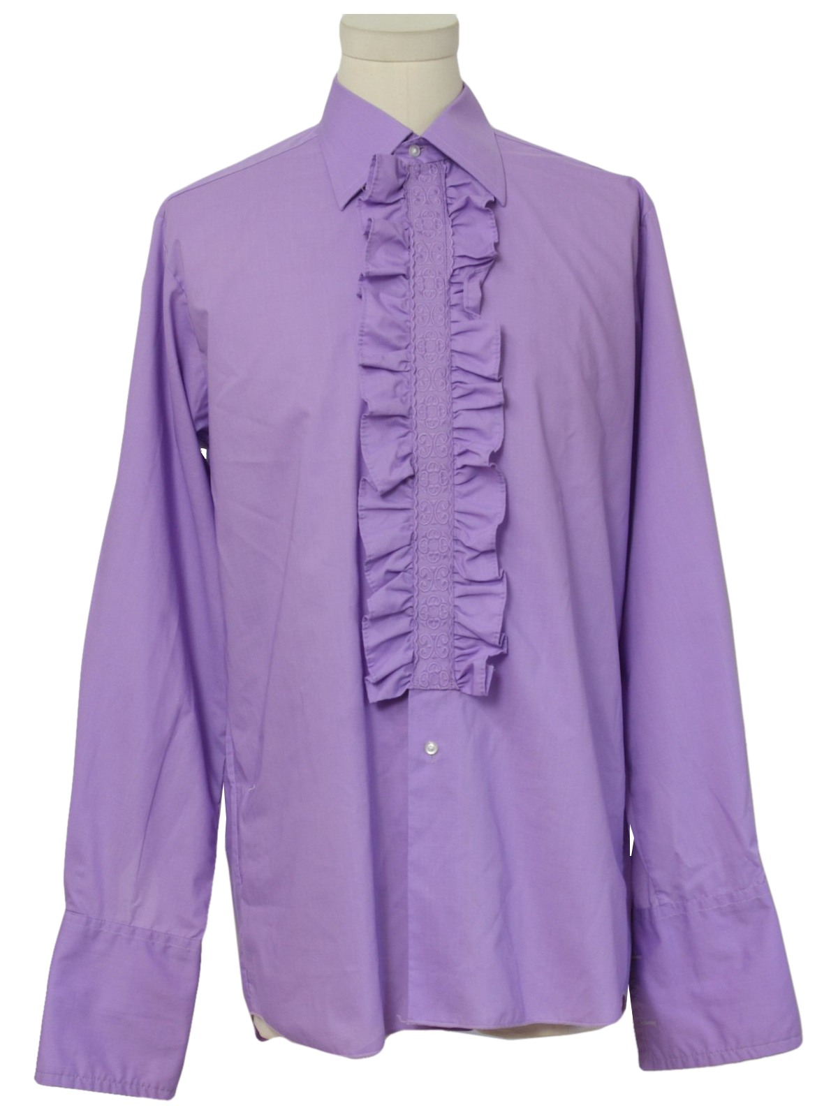 1980's Shirt (Rocola): 80s -Rocola- Mens dark lavender cotton and ...