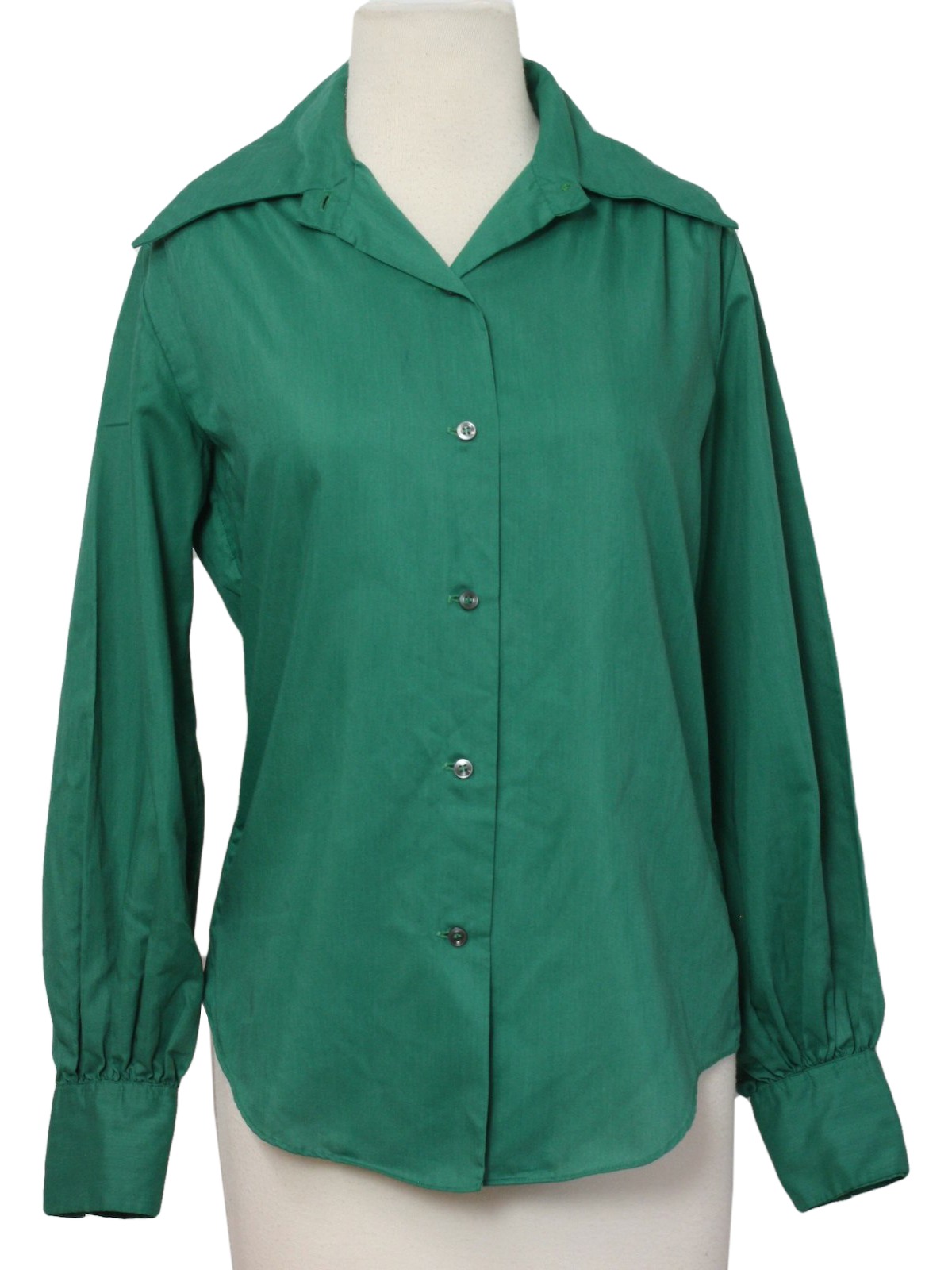 Vintage 1970's Shirt: 70s -Lady Manhattan- Womens emerald green cotton ...