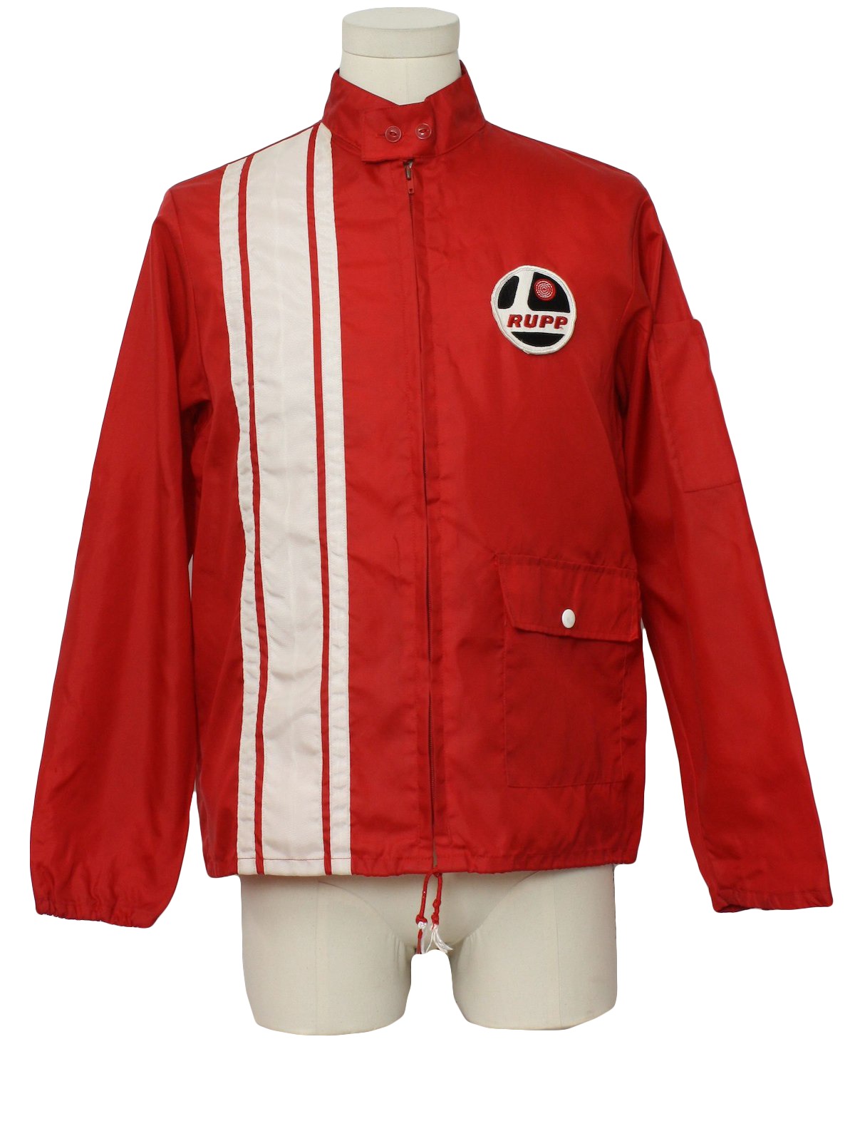 Retro 70s Jacket: 70s -no label- Mens dark red background and white ...