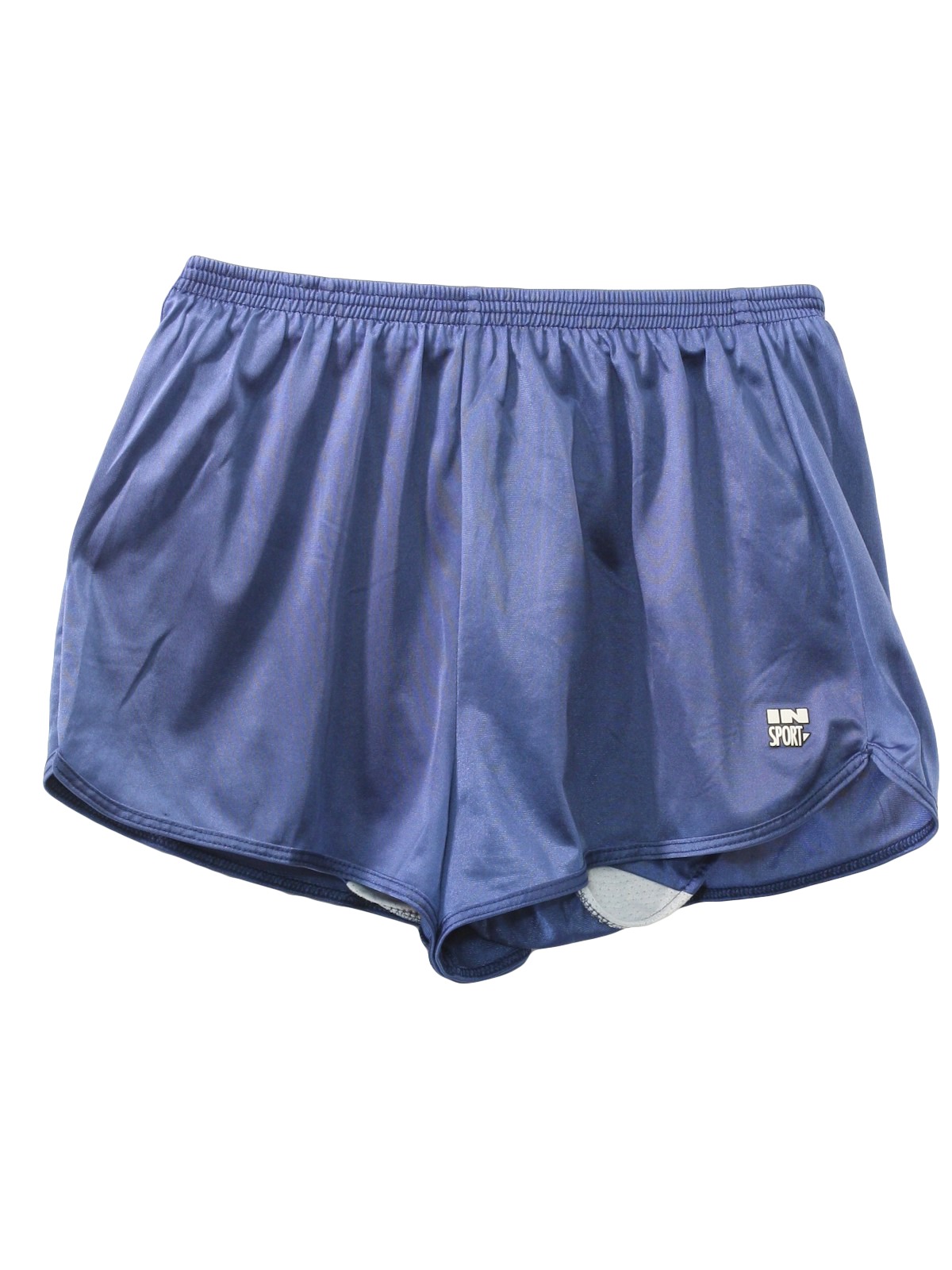 Retro 90's Shorts: 90s -In Sport- Womens dusty dark blue shiny nylon ...