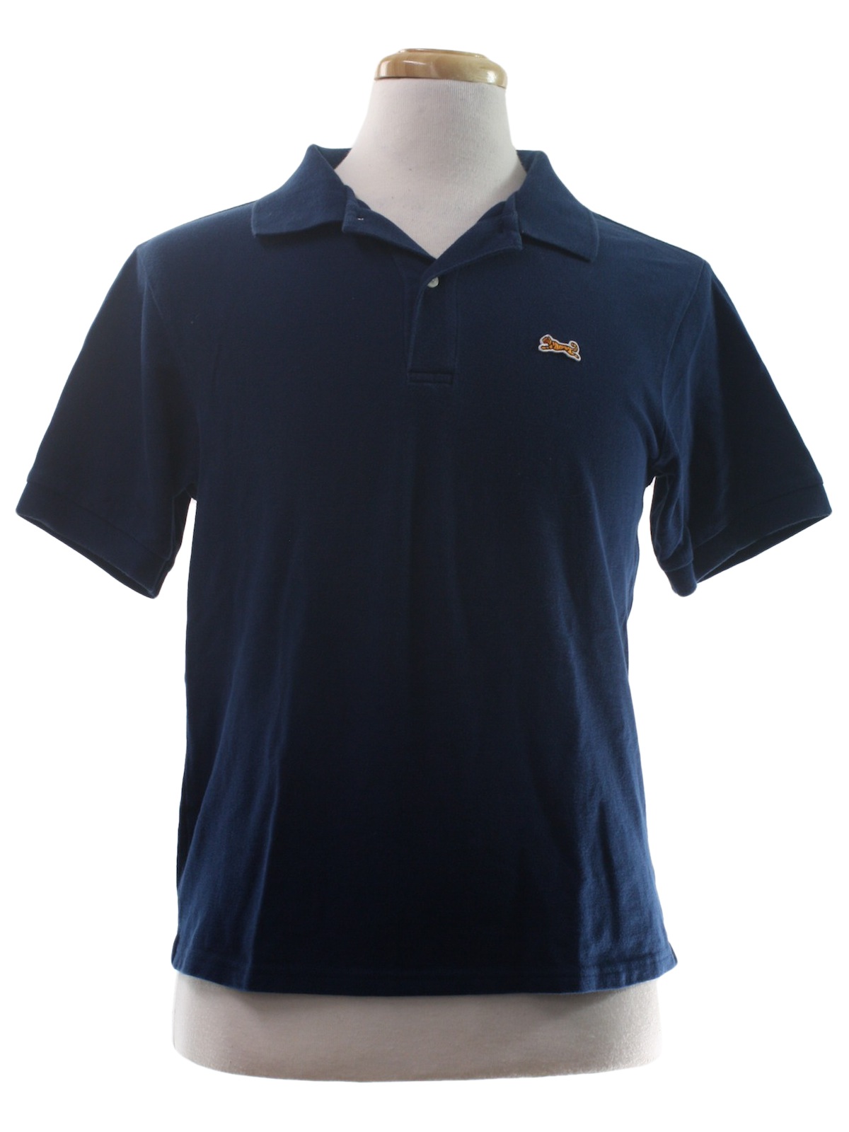Shirt: 90s -Le Tigre- Mens navy soft waffle weave cotton short sleeve ...