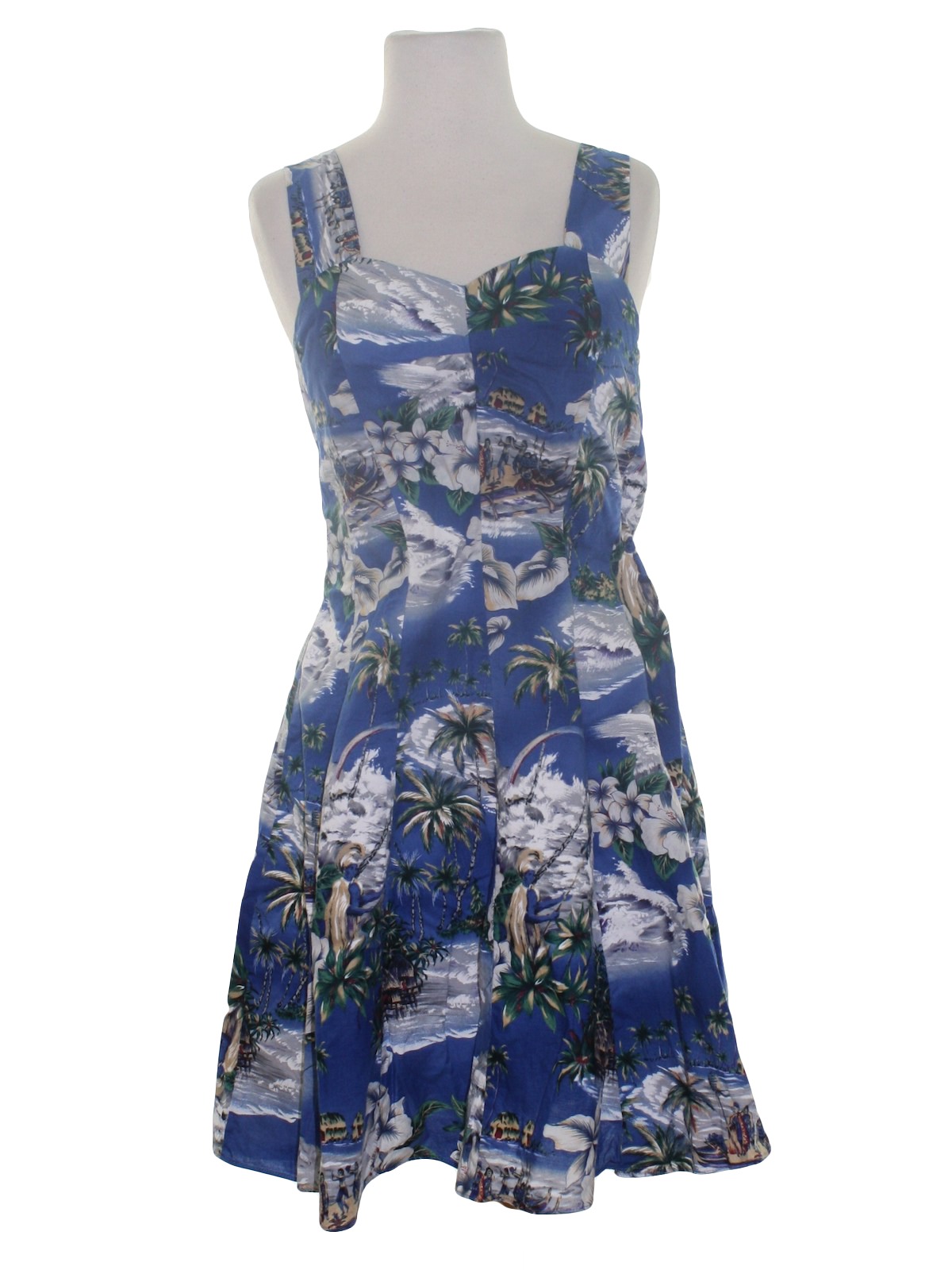 Vintage 90s Hawaiian Dress: 90s -Jade Fashions- Womens royal blue ...