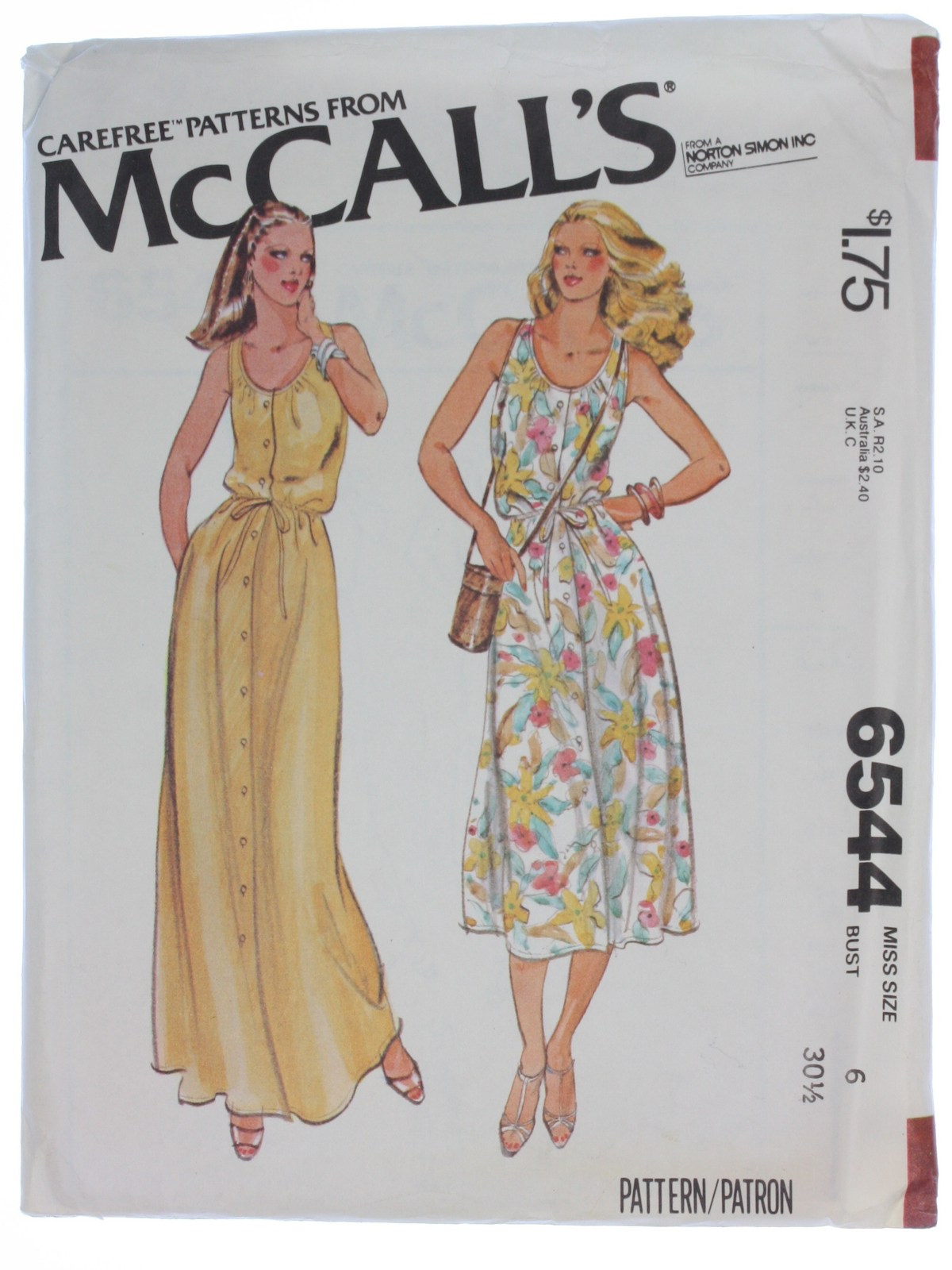 Retro 1970s Sewing Pattern Mccalls Pattern No 6544 70s Mccalls Pattern No 6544 Womens 3967