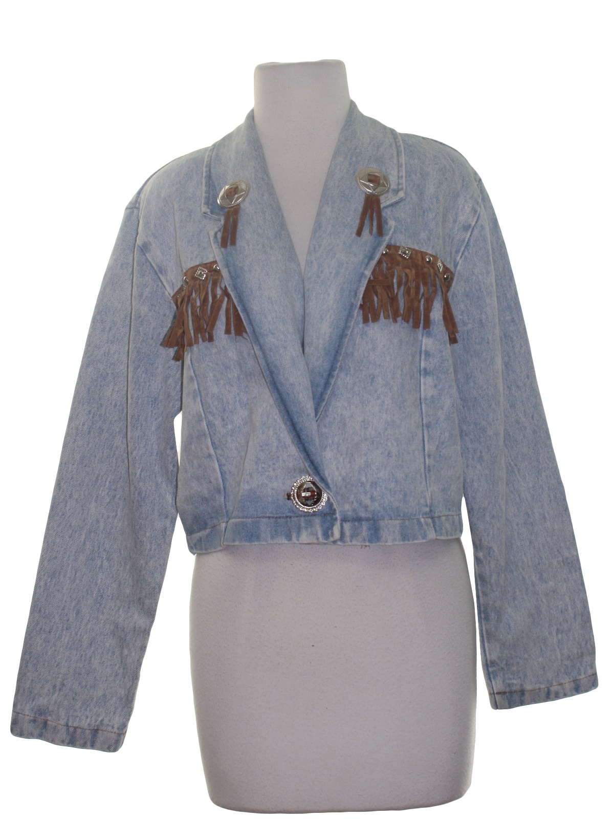 80s Retro Jacket: 80s -Sharnel- Womens light blue cotton denim ...