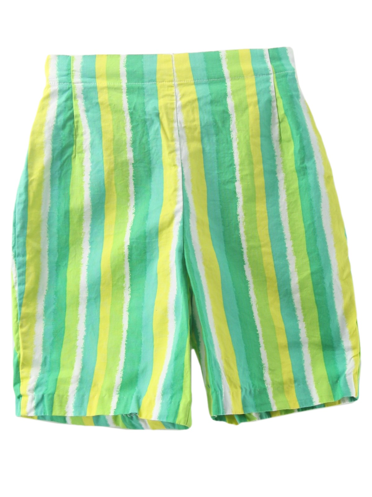 Vintage 1960's Shorts: 60s -J- Womens shaded green, yellow and white ...