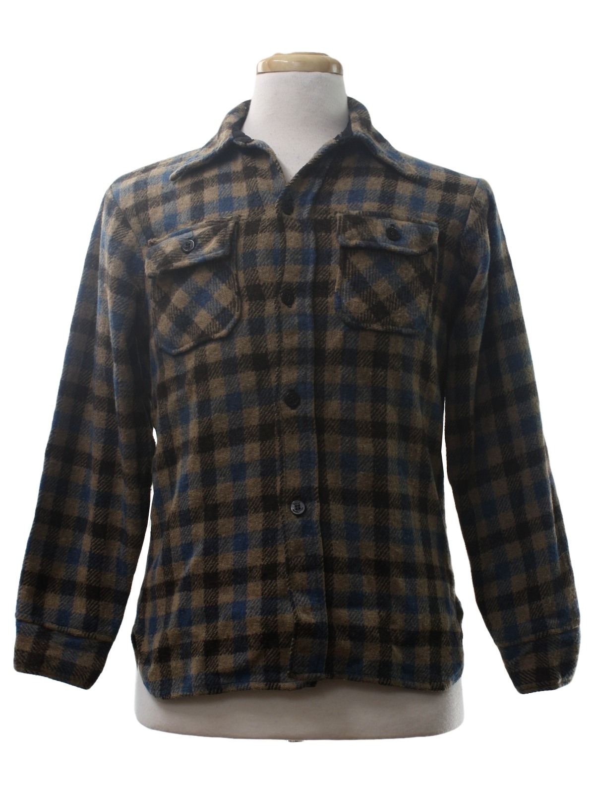 1970's Retro Jacket: 70s -Brewster- Mens light taupe, lake blue and ...