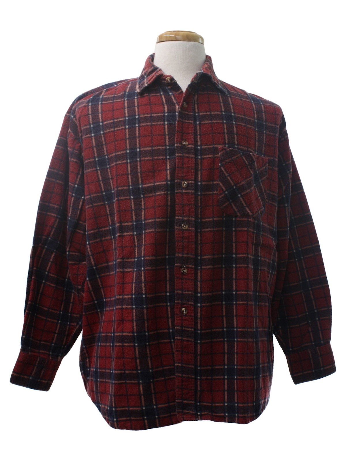 90s Shirt (Puritan): 90s -Puritan- Mens red background with navy blue ...