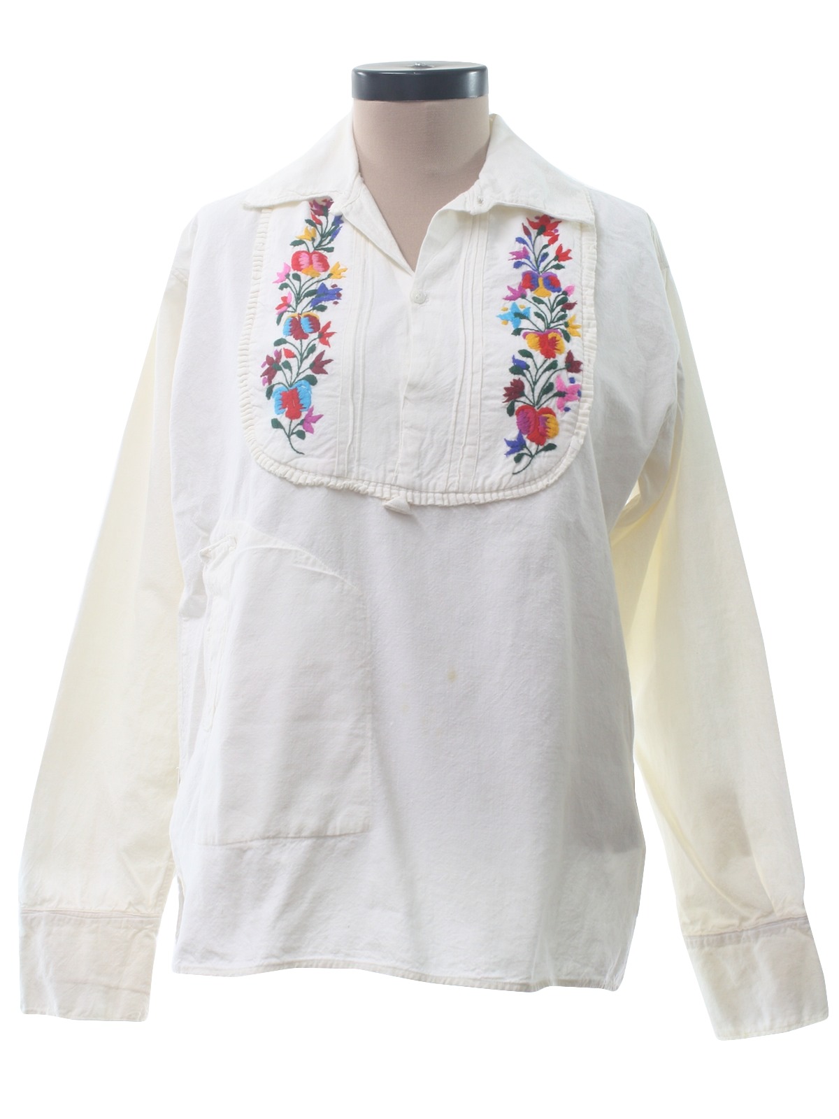 Retro 70's Hippie Shirt: 70s -Missing Label- Womens off white ...