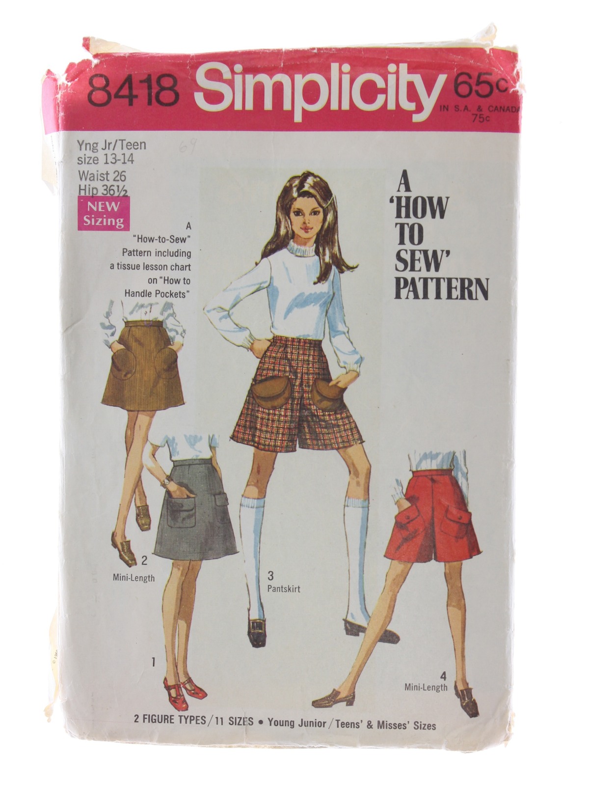 60s Retro Sewing Pattern 1969 Simplicity 8418 Womens junior sewing