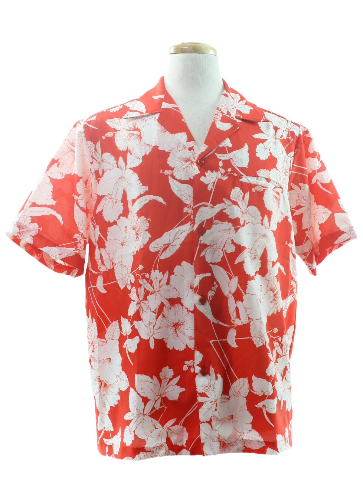 Vintage 1970's Hawaiian Shirt: Late 70s -Made In Hawaii- Mens white ...