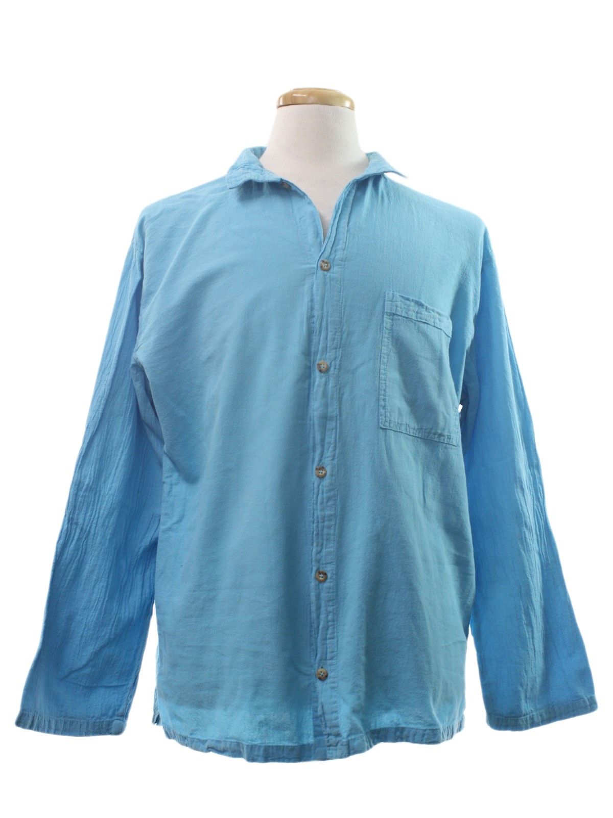 Vintage Cottonseed 80's Hippie Shirt: 80s -Cottonseed- Mens turquoise ...