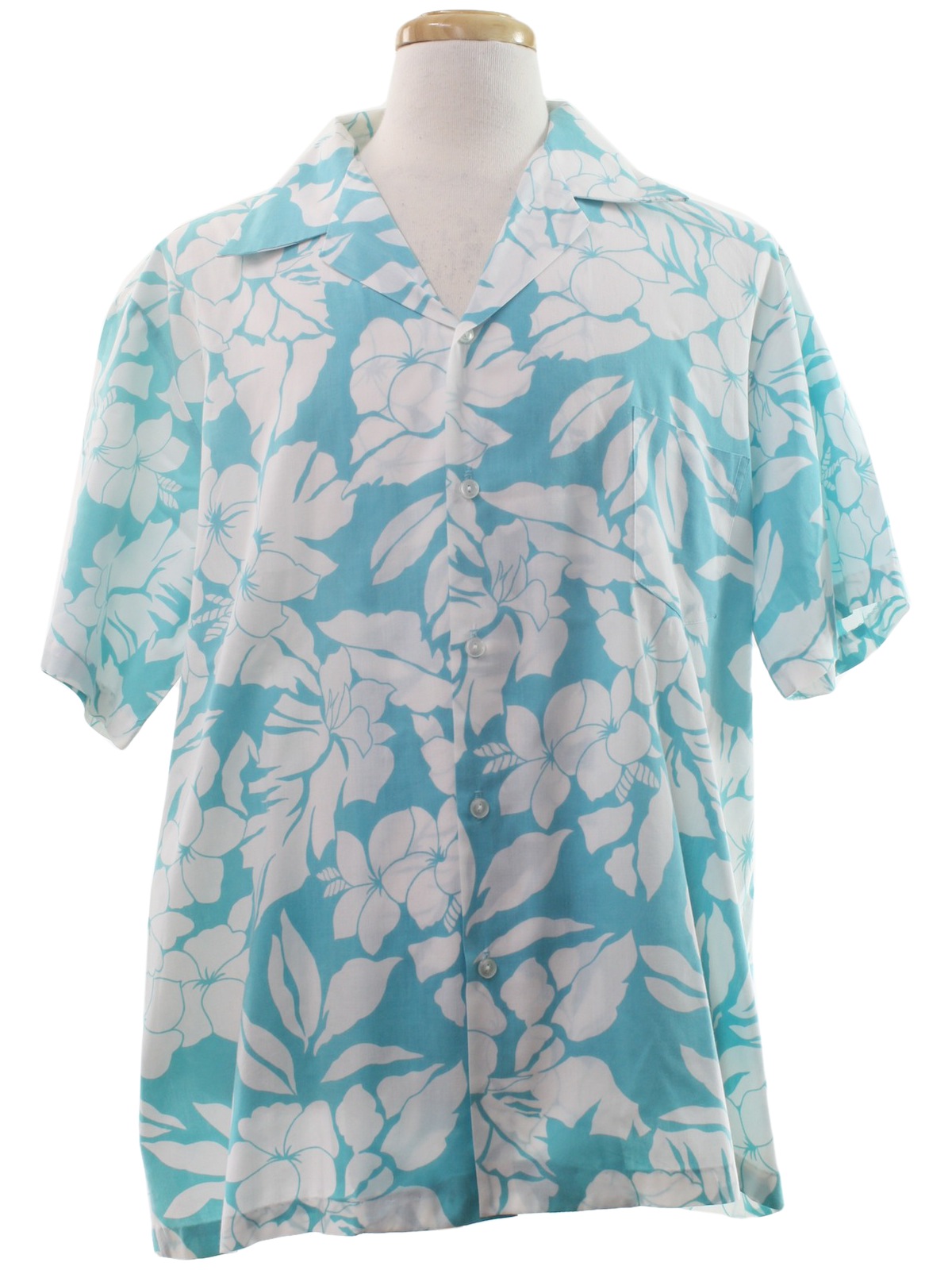 1970's Vintage Hilo Hattie Hawaiian Shirt: 70s -Hilo Hattie- Mens aqua ...