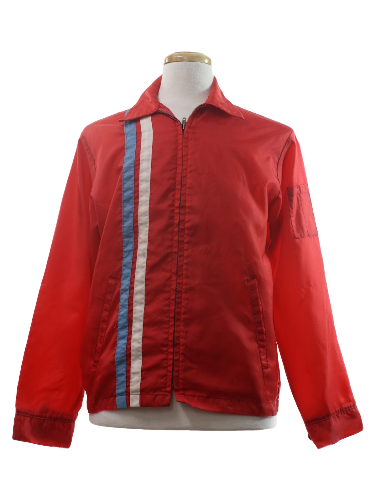 Retro 1960s Jacket: 60s -Unitog- Mens red, white and sky blue nylon ...