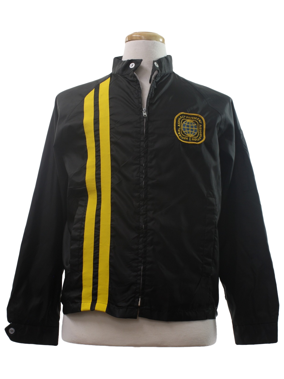 Sixties Swingster Jacket: 60s -Swingster- Mens black and gold nylon ...